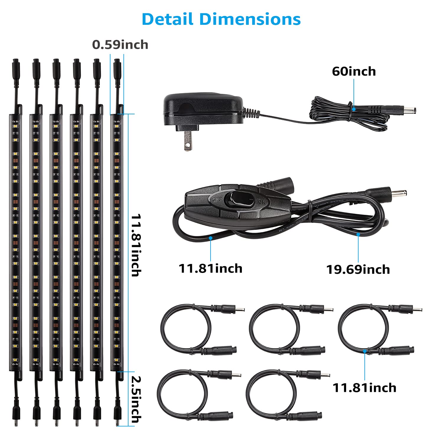 TORCHSTAR LED Safe Lighting Kit, (6) 12 Inch Linkable Light Bars