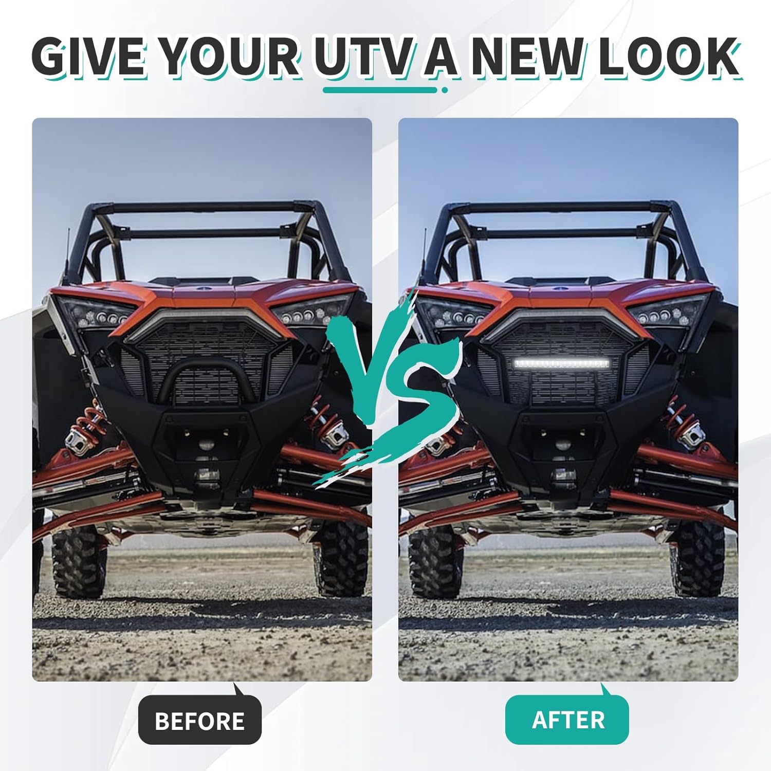 Front Mesh Grill Light With LED Light Bar for PRO XP，RZR PRO XP,UTV Waterproof Mesh Grille Insert Guard Compatible With Polaris 2020-2023 RZR PRO XP XP4/ RZR PRO R/RZR Turbo R Accessories