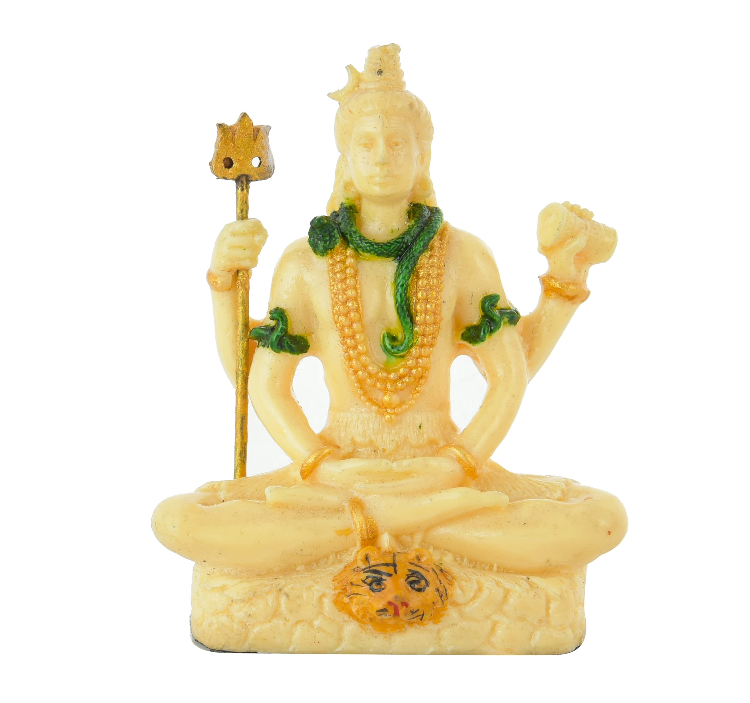 Archna Polyresin Handicraft Lord Shiva Sitting on Dhyan Mudra Murti Figurines Idol for Home Office Pooja Room Mahadev Sculpture (3x2 inch, Beige) - Image 4 thumbnail