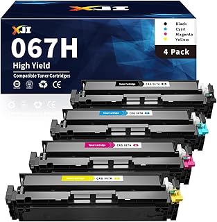 XJI CRG-067H High Capacity Compatible Toner Cartridges Replacement for Canon 067 H, for Color imageCLASS MF656Cdw LBP632Cdw LBP633Cdw MF653Cdw Laser Printer Ink(4 Pack, Black Cyan Magenta Yellow)