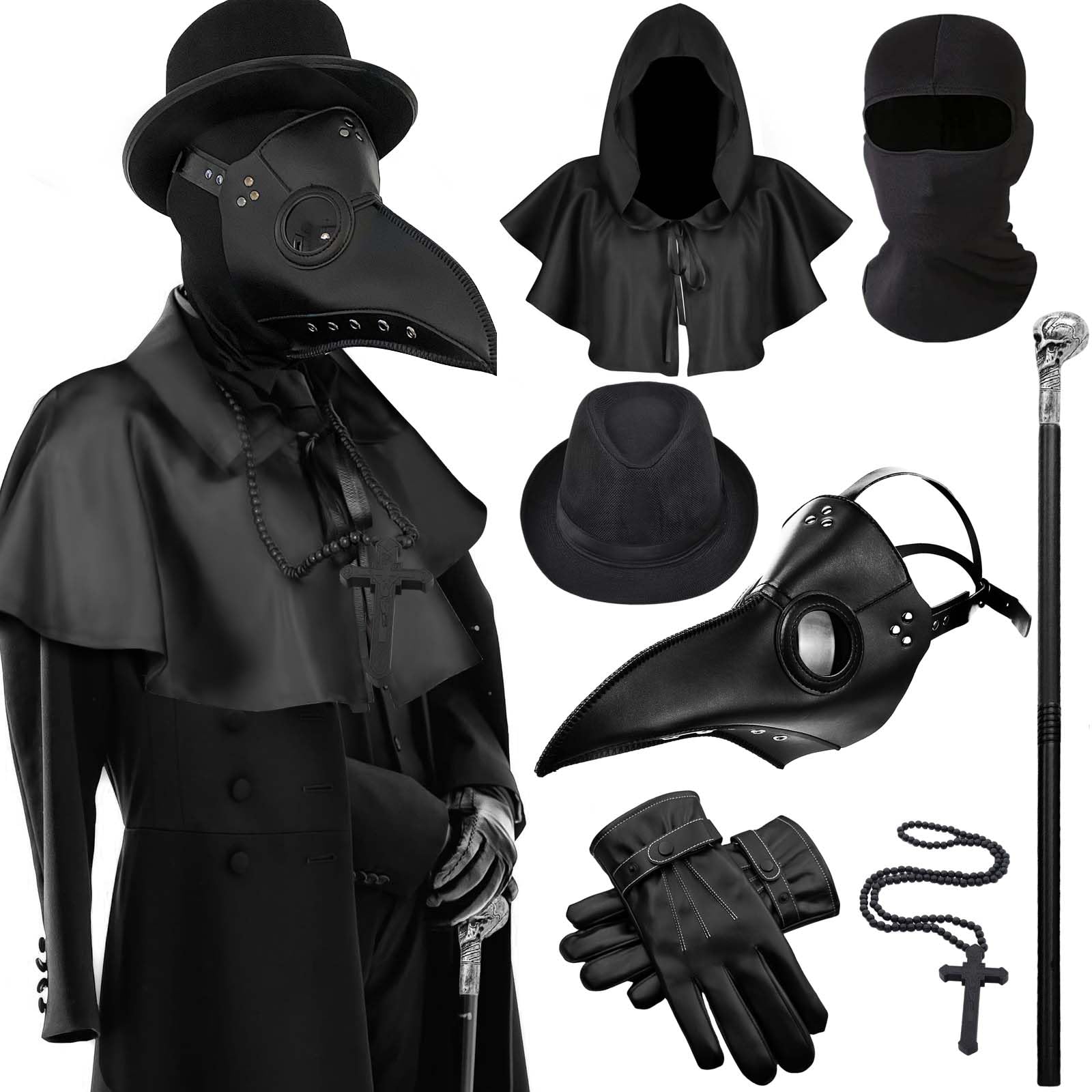 Disfraz Halloween Adulto Disfraz Doctor Peste Adulto - Capa Negra Y Máscara - Halloween Y Cosplay - 9 Piezas Completo Disfraz Medico Peste Disfraz Halloween Adulto Disfraz Doctor Peste Adulto - Capa Negra Y Máscara - Halloween Y Cosplay - 9 Piezas Completo Disfraz Medico Peste