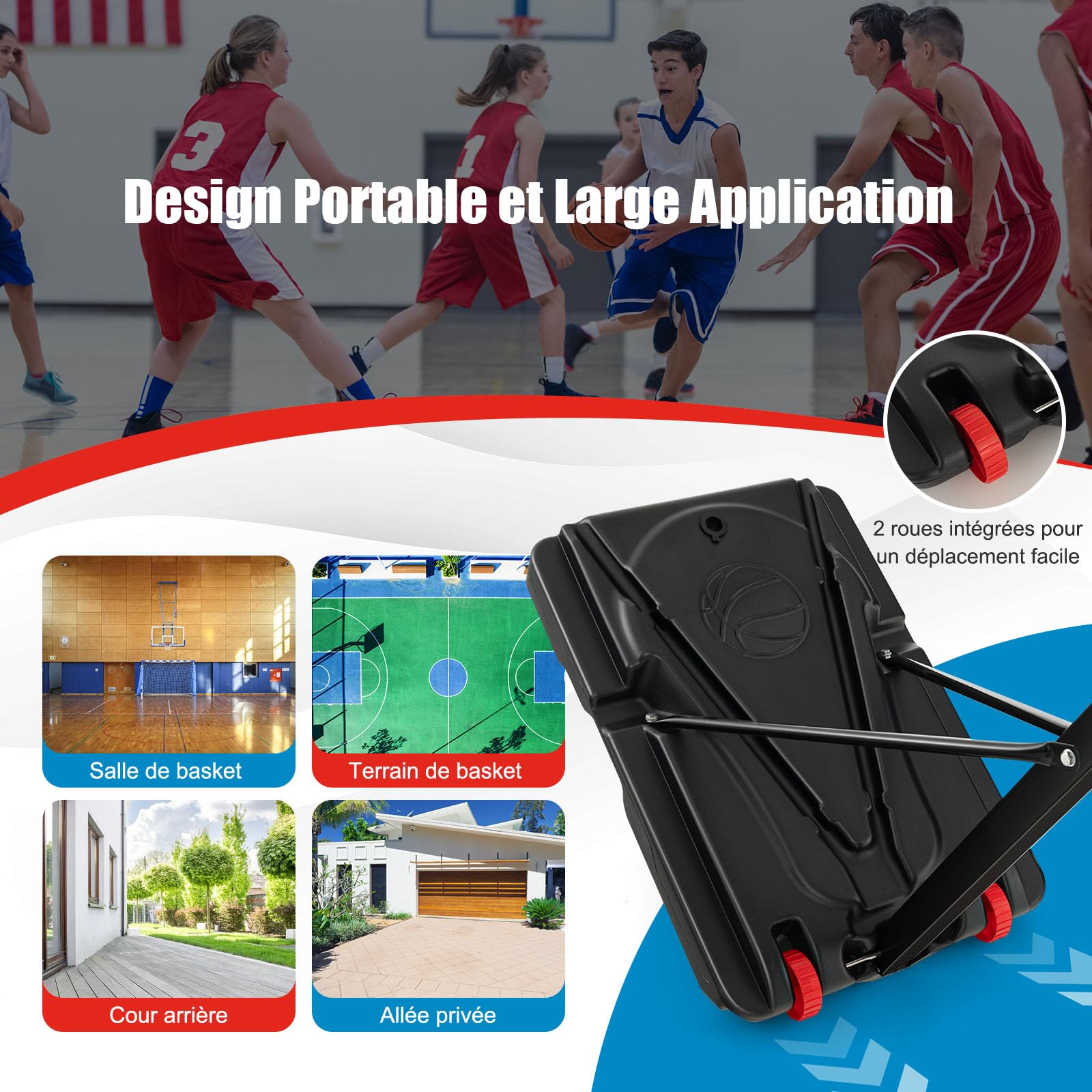 GOPLUS Canasta de Baloncesto Exterior Ajustable de 10 Niveles