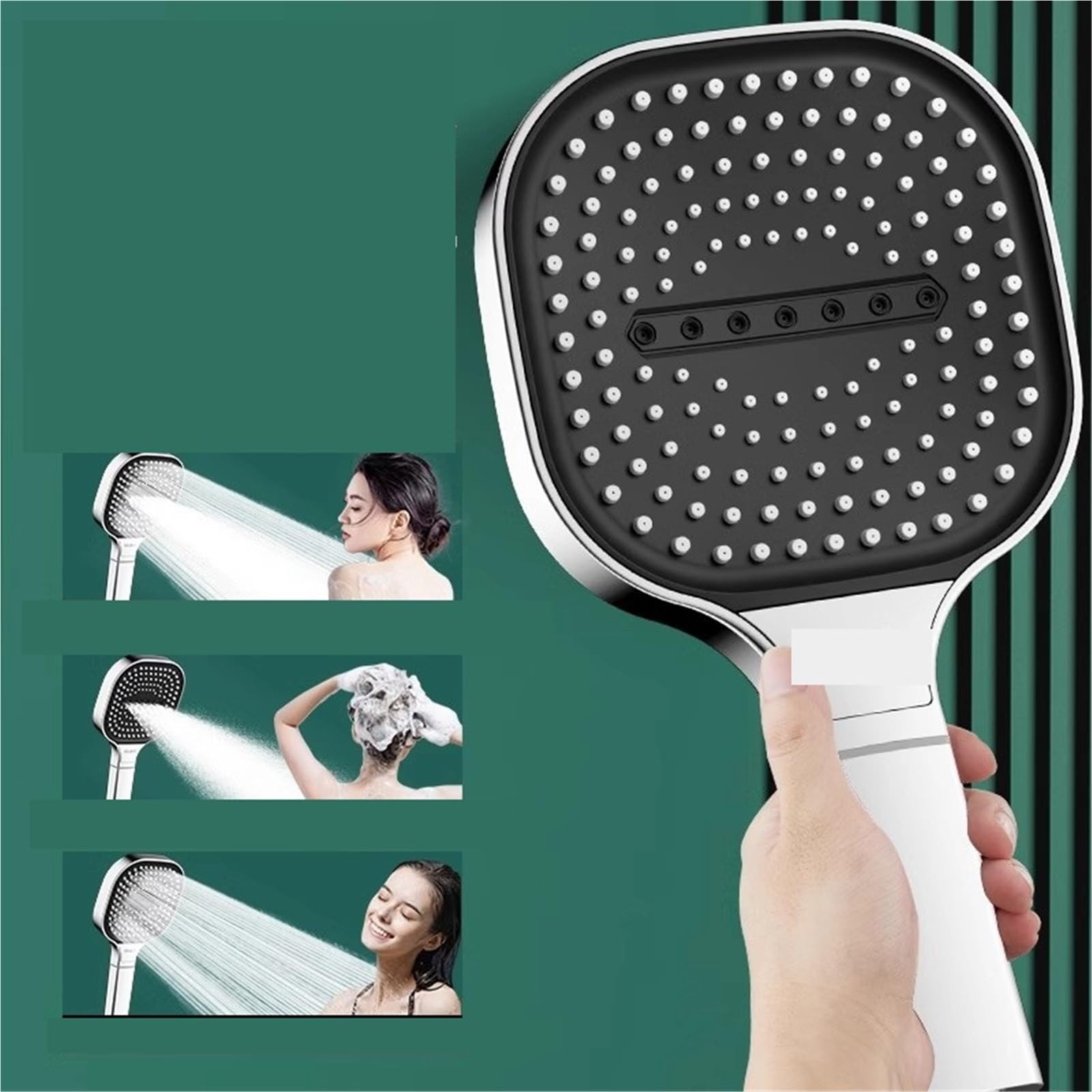 Cabezal De Ducha Cabezal de ducha 3 modos, Panel grande 13CM, cabezal masaje agua alta presión con elemento filtro, accesorios baño, 2 uds Para BañO En Casa(Grey Shower)
