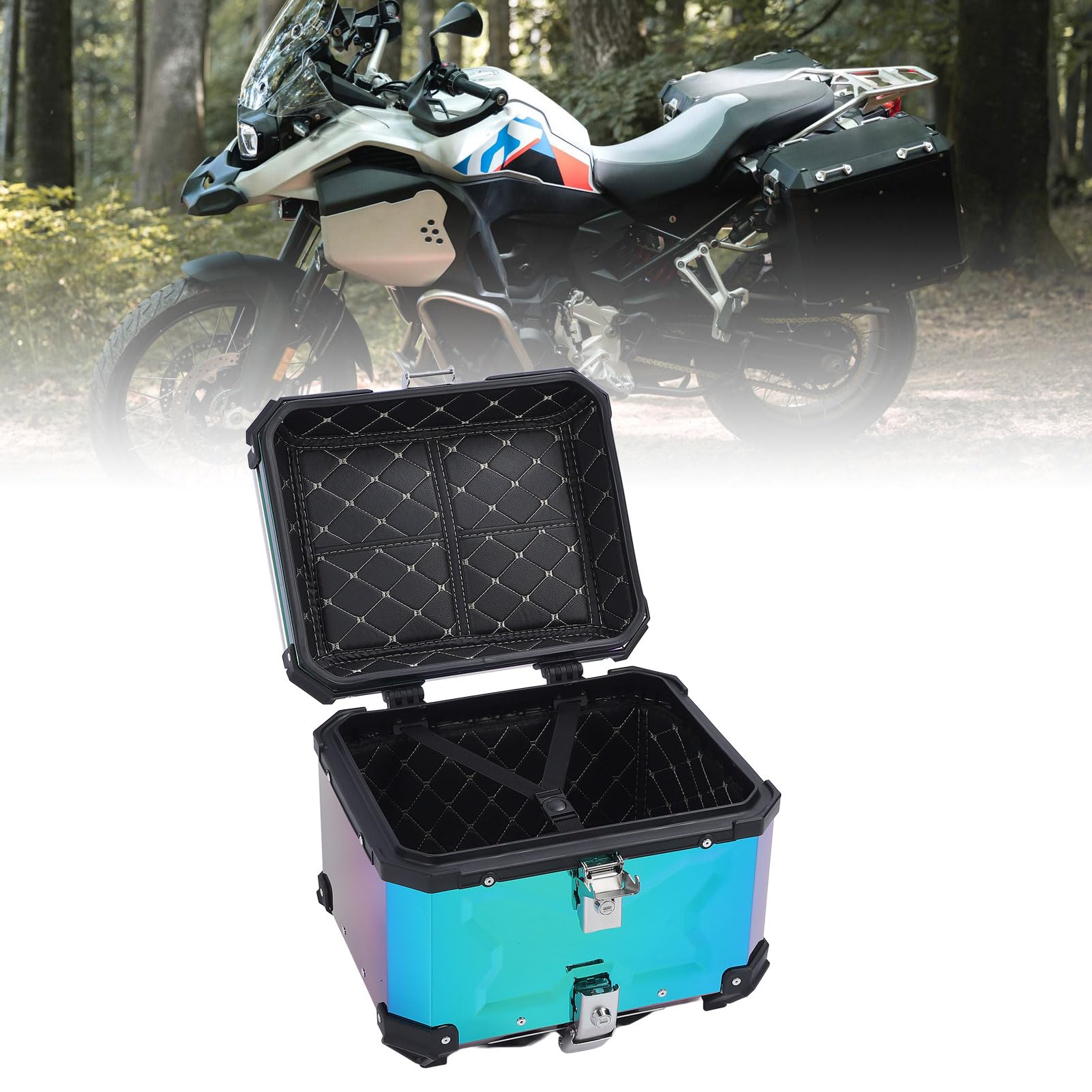 Drfeify Kufer na Kufer na Motocykl, Górny Motocykla ze Stopu Aluminium 45L Szybkozłączka Wodoodporny, Zamykany Schowek z Tyłu dla Osób Dojeżdżających do Pracy