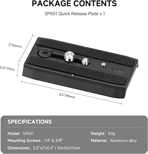 Miniatura 8 de AVELLA Universal Sliding Quick Release Plate Replacement Camera Mount with 1/4 Inch and 3/8 Inch Mounting Screws for V501 V504Fluid Head，Length: