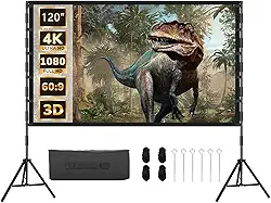 Tela do Projetor 120 Polegadas, Tela de Projeção Portátil 16:9 4K HD Traseira de Projeção de Filmes