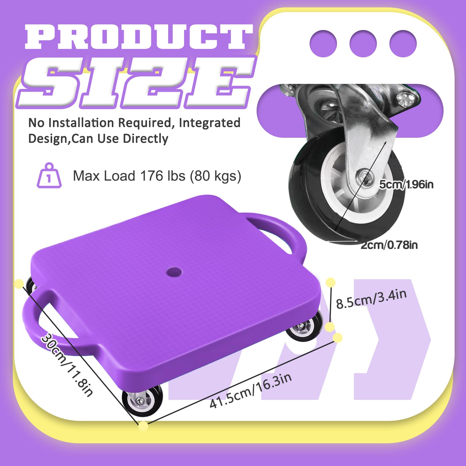 Kids Sitting Scooter Board with Handles Universal Wheels Swivel Casters Plastic Floor Surfer Sports Scooters with Rollers Autism Kids Sensory Scooter Board for Gym Class Physical Education Home Use - Image 2