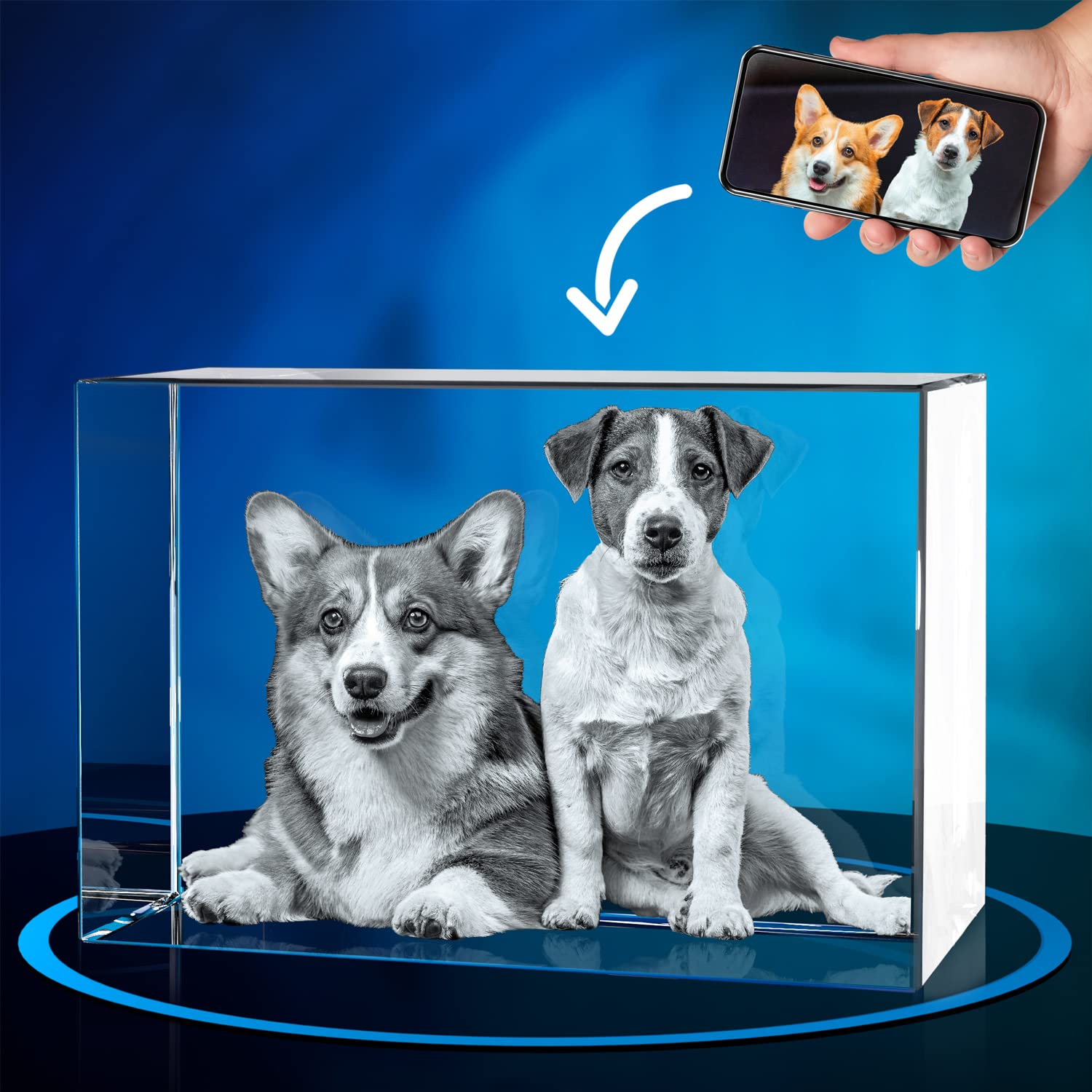 ArtPix 3D Crystal Photo, Personalized Dog Memorial Gifts with Your Own Photo for Dog Lovers, Pet Owners, 3D Laser Etched Picture, Engraved Crystal in