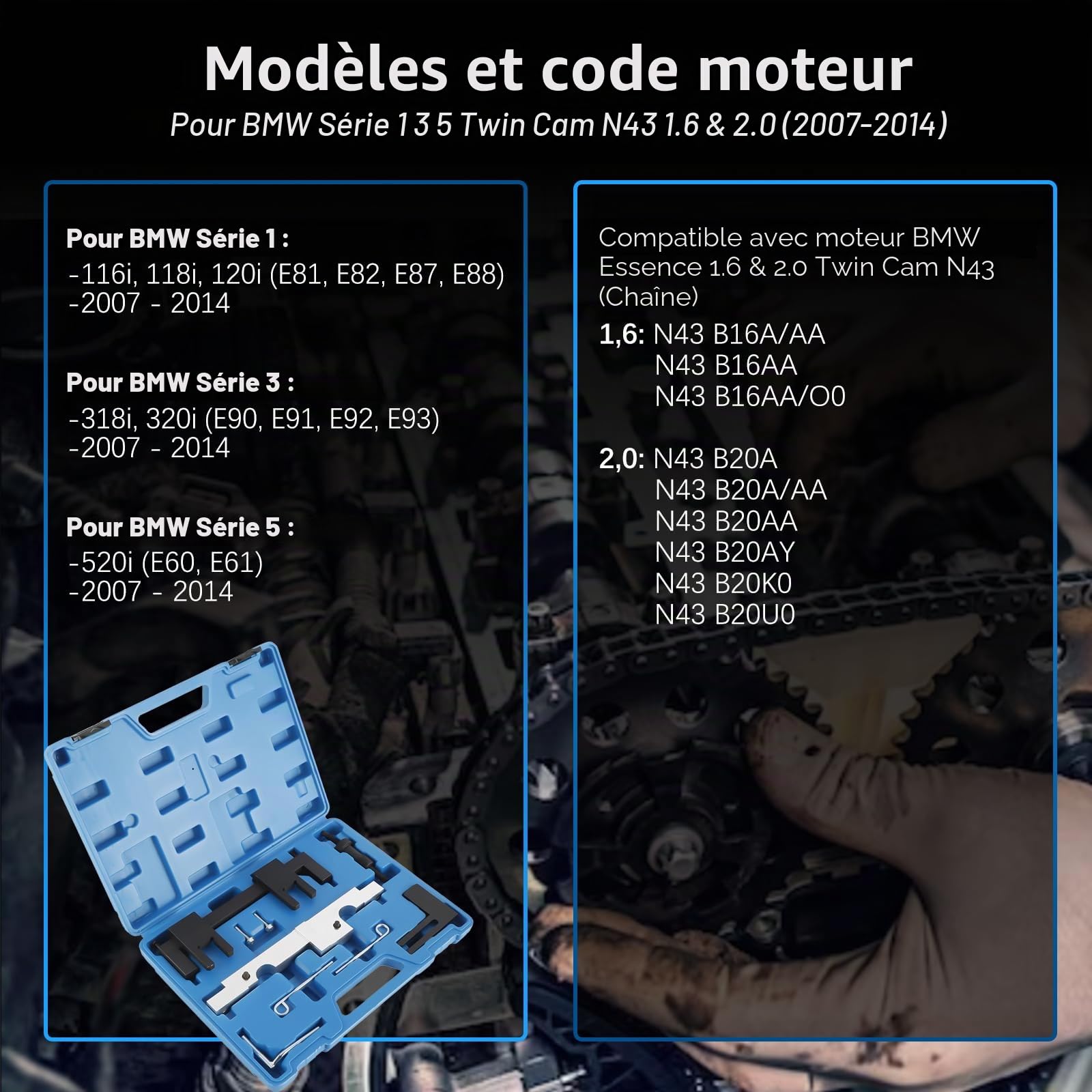 FreeTec Arbre à cames versteller Outil de Calage de Verrouillage d'Alignement d'arbre à Cames de Moteur