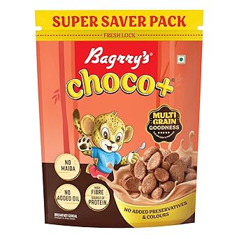 Bagrry's Choco+ Multigrain Chocos - 1.1kg | Multigrain Goodness | No Maida | More Chocolaty | Oats, Whole Wheat & Rice | High Fibre, Protein, Iron, Calcium | Delicious Breakfast Cereal for Kids & Adults - image, photos