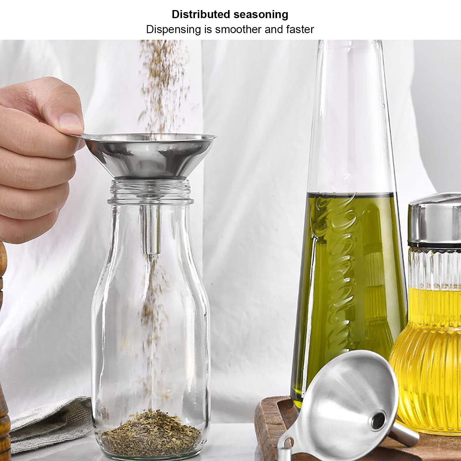 Stainless Steel Funnels for Filling Bottles, 3Pcs Kitchen Funnel Set Small Metal Funnel Multifunctional Mini Funnels for Essential Oil Spices Liquid