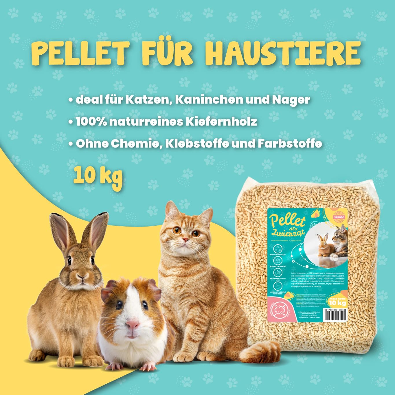 Katzenstreu Pellets | Holzpellets 100% reines Kiefernholz, pflanzliche  nicht klumpende Streu fr Katzen, Hamster, Kaninchen, Meerschweinchen 10kg|  holzstreu saugstark geruchsbindend fr kleintierstreu : Amazon.de: Haustier