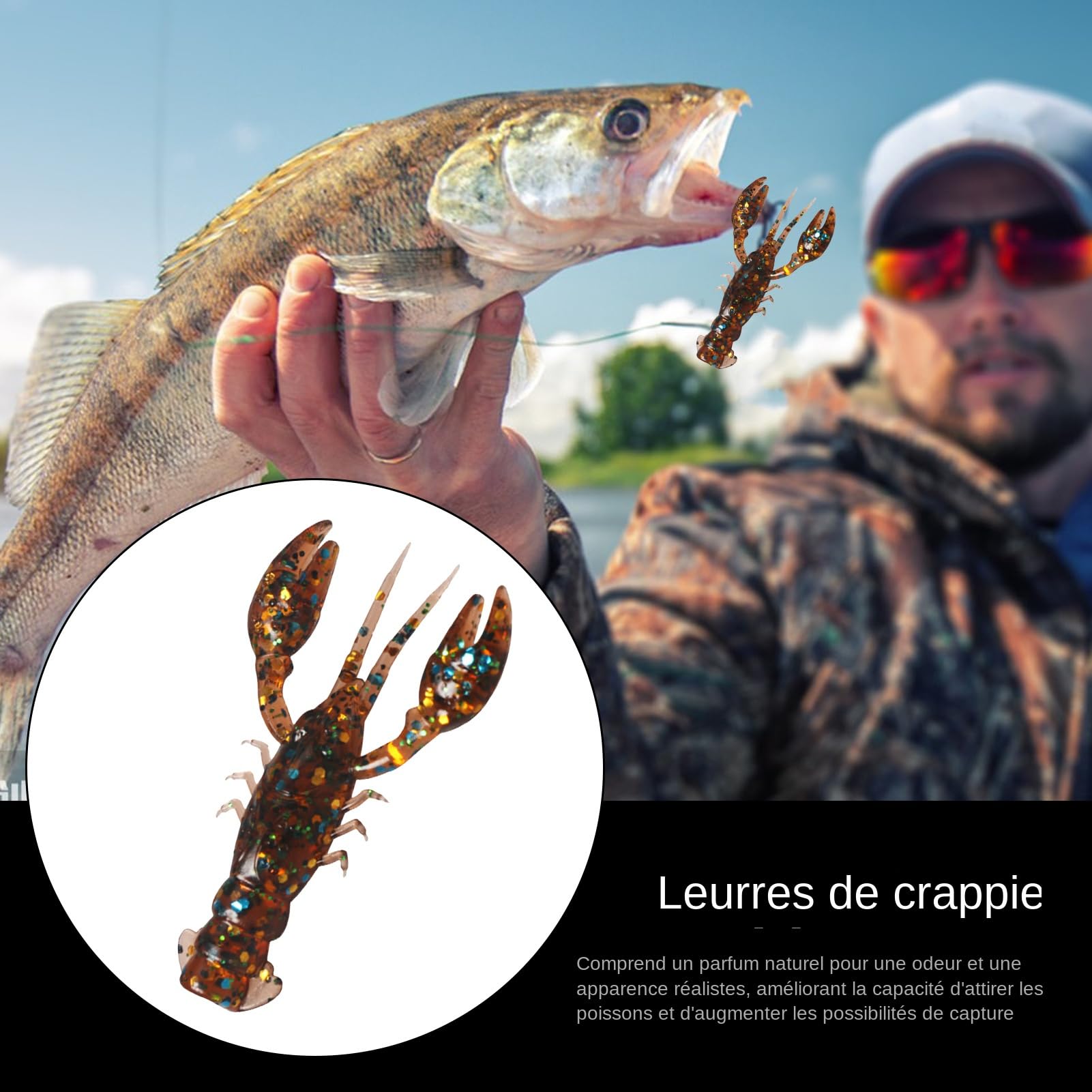 Leurres Souples pour Pêche De La Perche - Leurre Crankbait Écrevisse Réaliste 10 Pièces | Arôme Naturel Leurres Nageurs pour Pêche en Eau Douce Et Salée