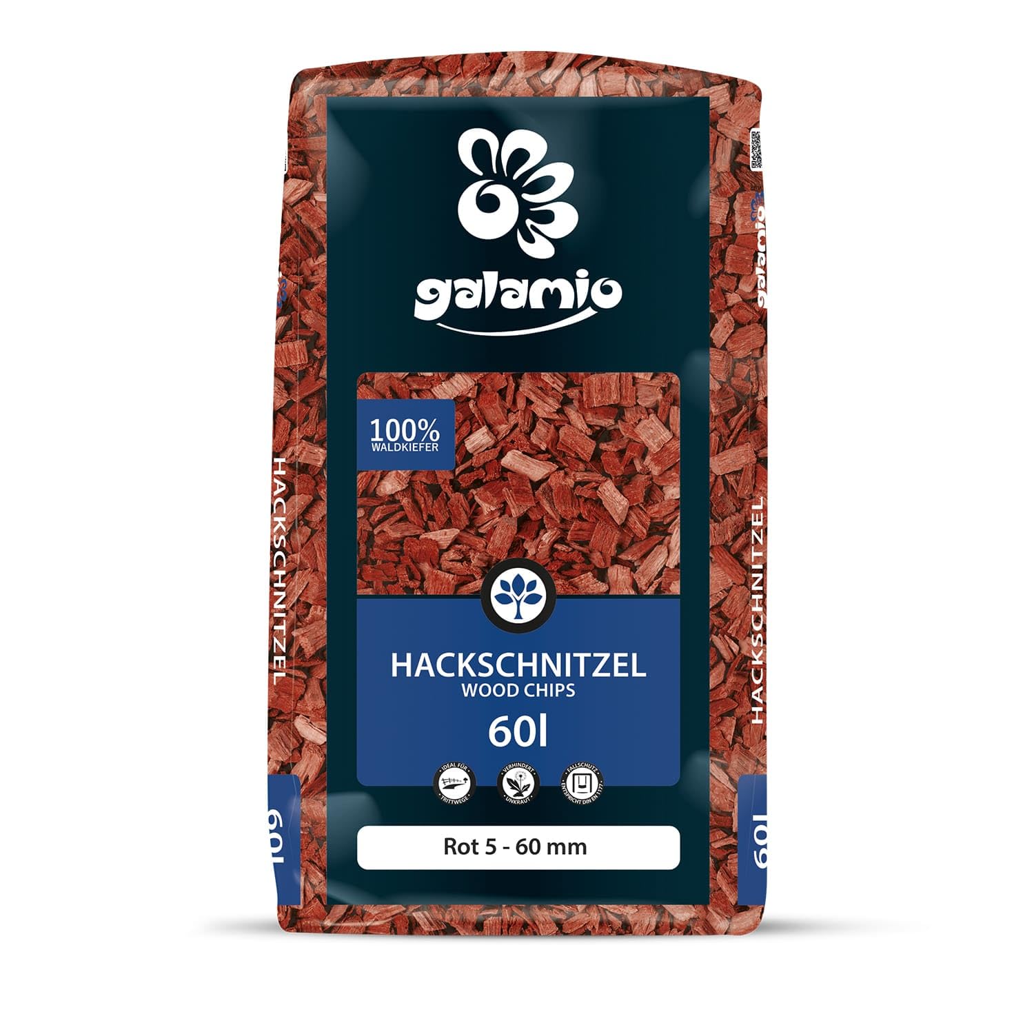 GALAMIO Holzhackschnitzel Rot (720 L / 5-60 mm) – Gartenmulch fürs Beet