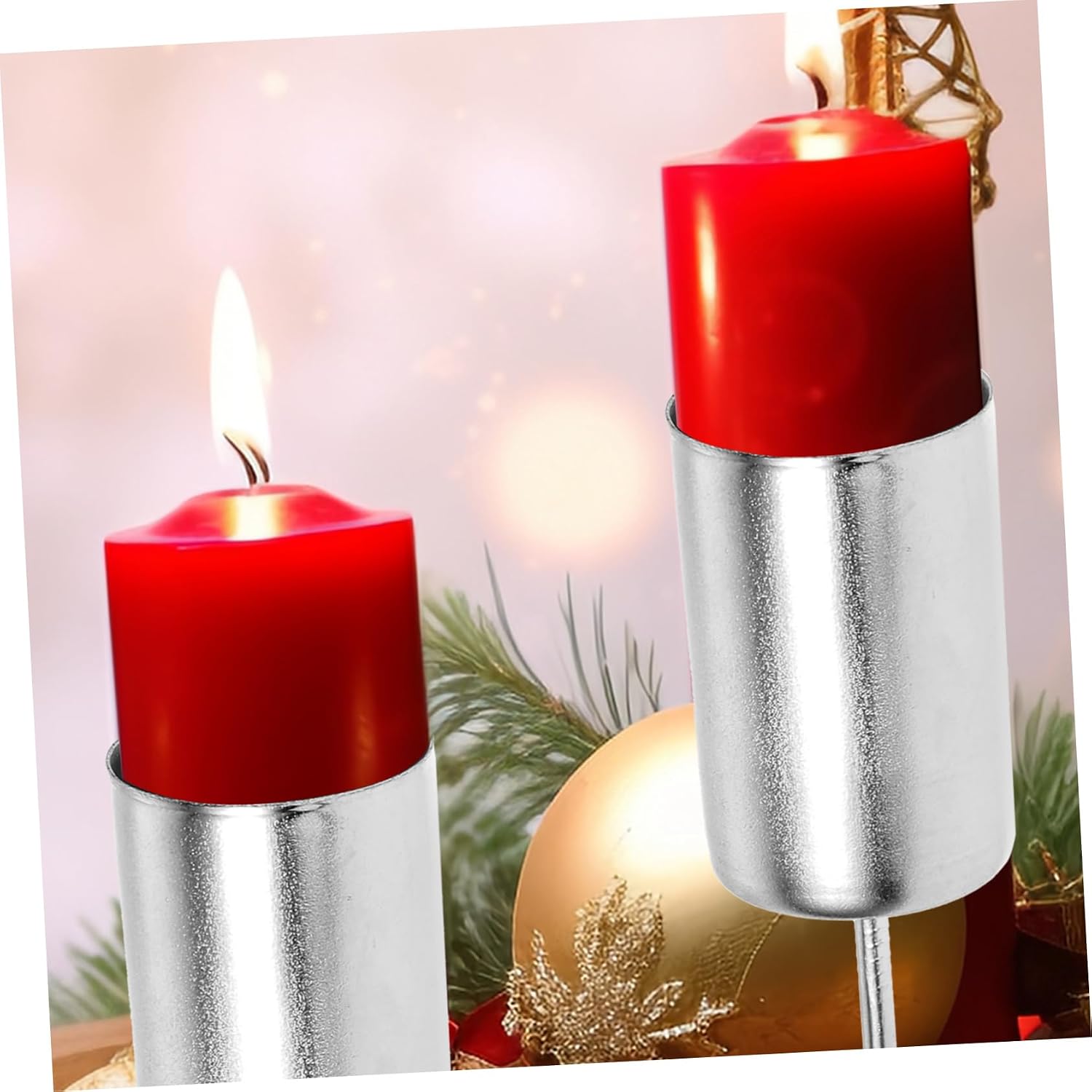 IMIKEYA 5Pcs Iron Christmas Candle Holders with Pointed Spike Festival Candle Containers for Table Decor Xmas Party Ambiance Enhancers Silver Color