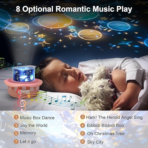 Miniatura 2 de Proyector de luz nocturna de estrella, proyector de galaxia de luces de bebé con control remoto, temporizador de rotación de 360 para niños, niñas,