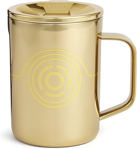 Corkcicle Taza de café - Taza de acero inoxidable con triple aislamiento con asa, 16 oz, Star Wars - C3PO