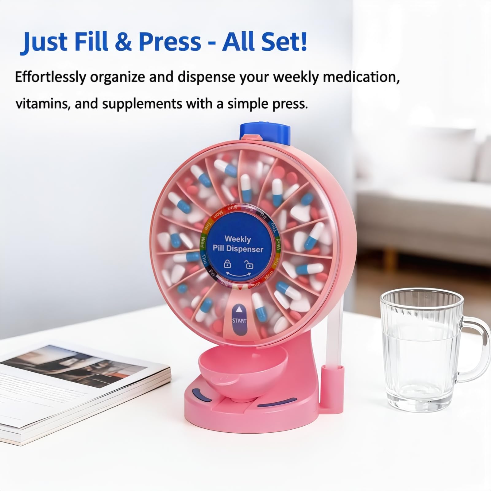 EziMedPil EMPPDMC01PB Pilulier rose avec grand comparaison pour les femmes à prendre quotidiennement de vitamines
