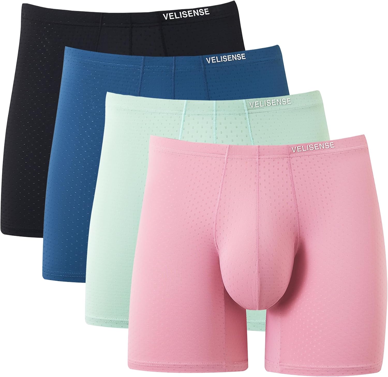 Men's Athletic Spacious Bulge Pouch Underwear, Breathable Mesh Cooling Boxer Briefs for Men 4 Pack