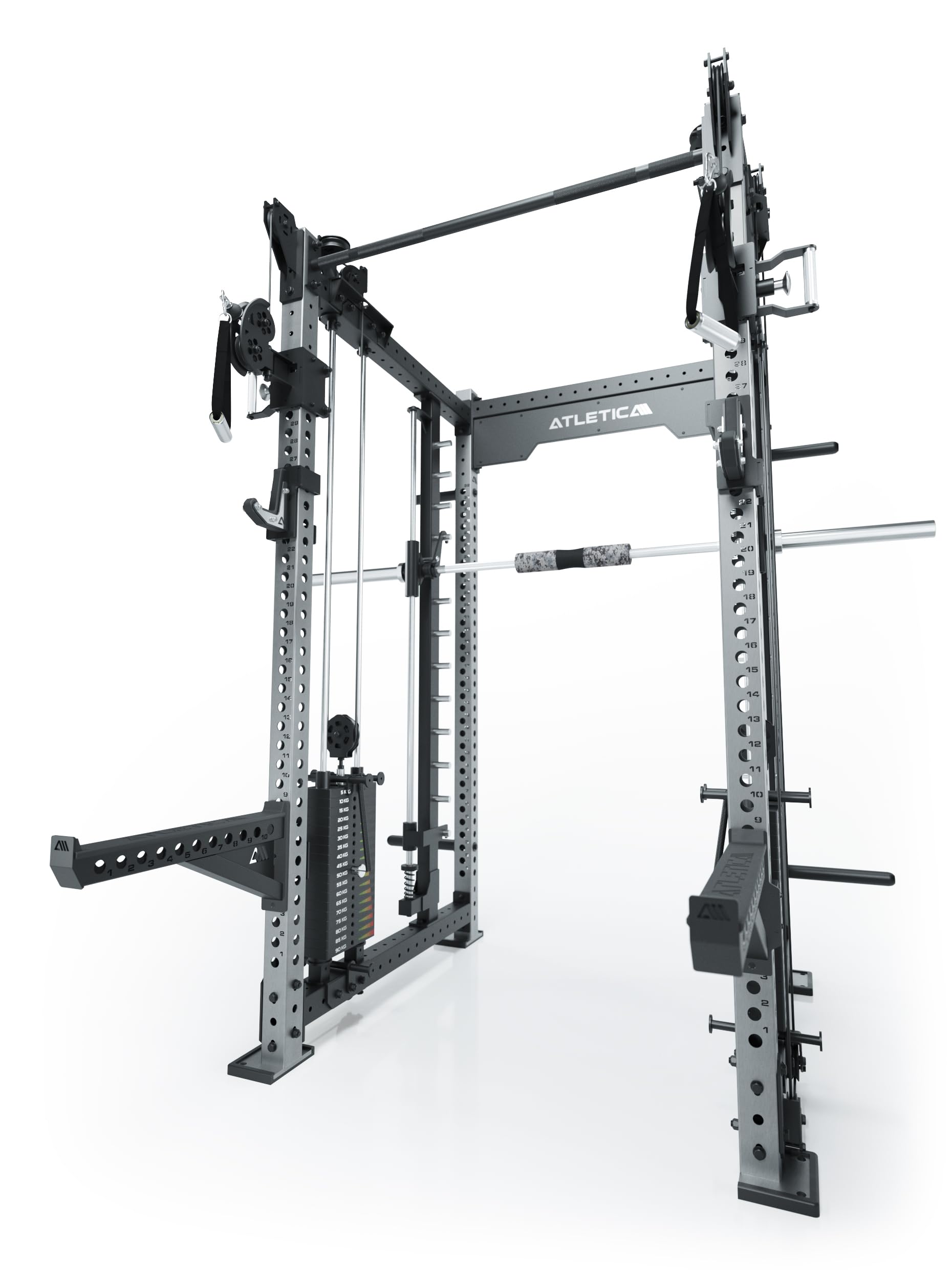 Atletica R8 Bradley Combat | 180 kg Weight Stack | podwójna stacja do ciągnięcia kabli z bocznymi blokami obciążeniowymi 2 x 90 kg | modułowa rozbudowa za pomocą multiprasy i ramion Jammer Arms