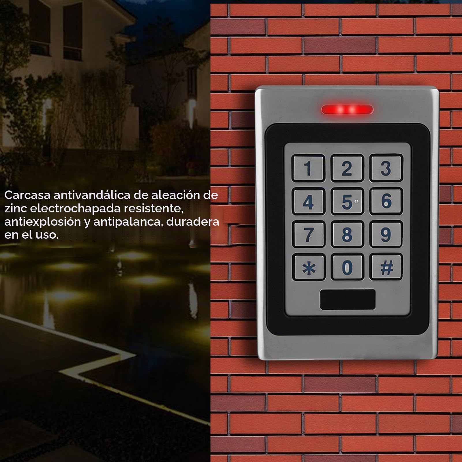 Teclado de Control de Acceso RFID, IP67 Impermeable Control de Acceso de Puerta Contraseña Teclado Independiente con Teclado Retroiluminado Azul para 2000 Usuarios
