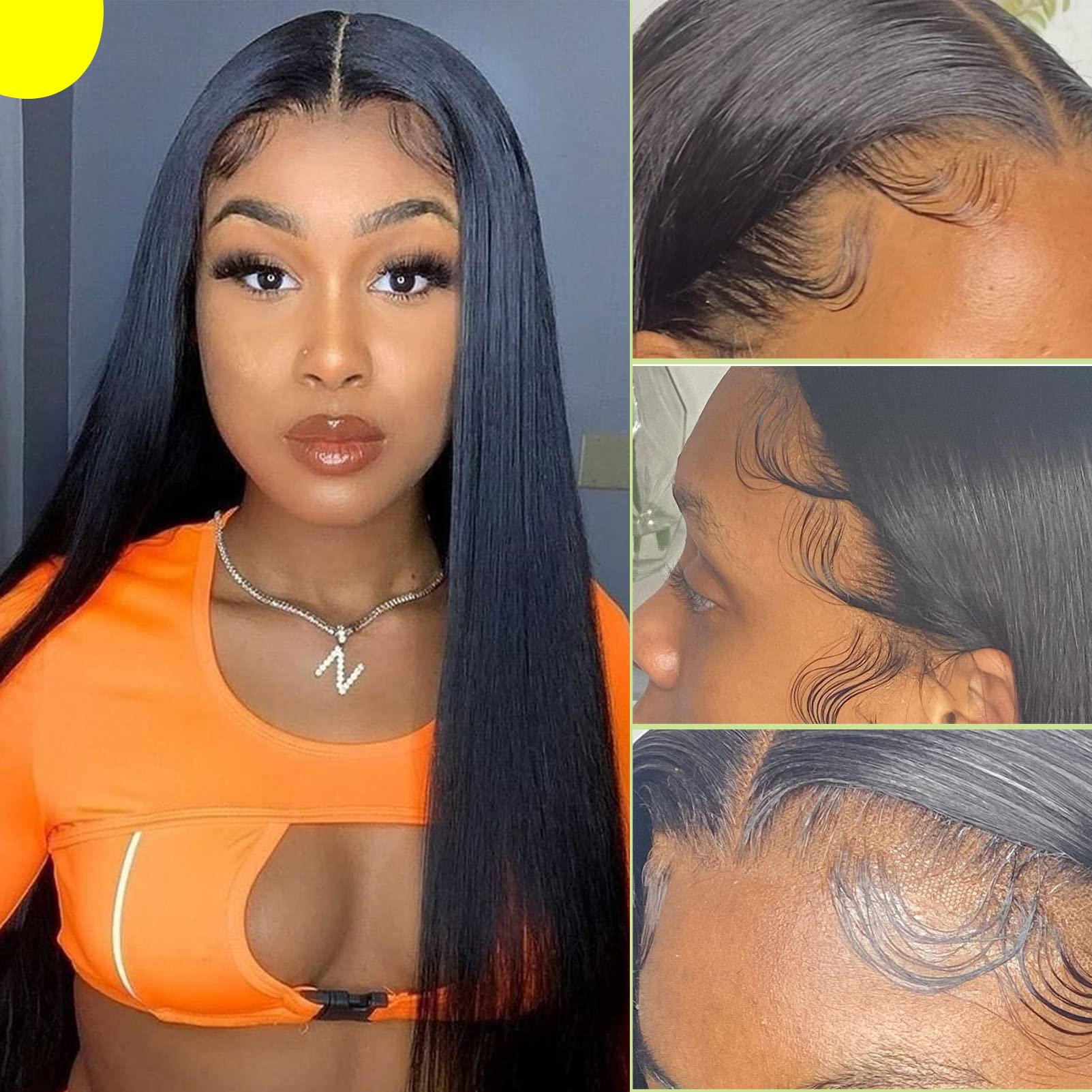 Sofeel Lace Front Wigs Human Hair Straight 13x4 HD Transparent Lace Frontal Human Hair Wigs Pre Plucked With Baby Hair 160% Density Brazilian Virgin Wigs For Black Women(20, Natural Color)