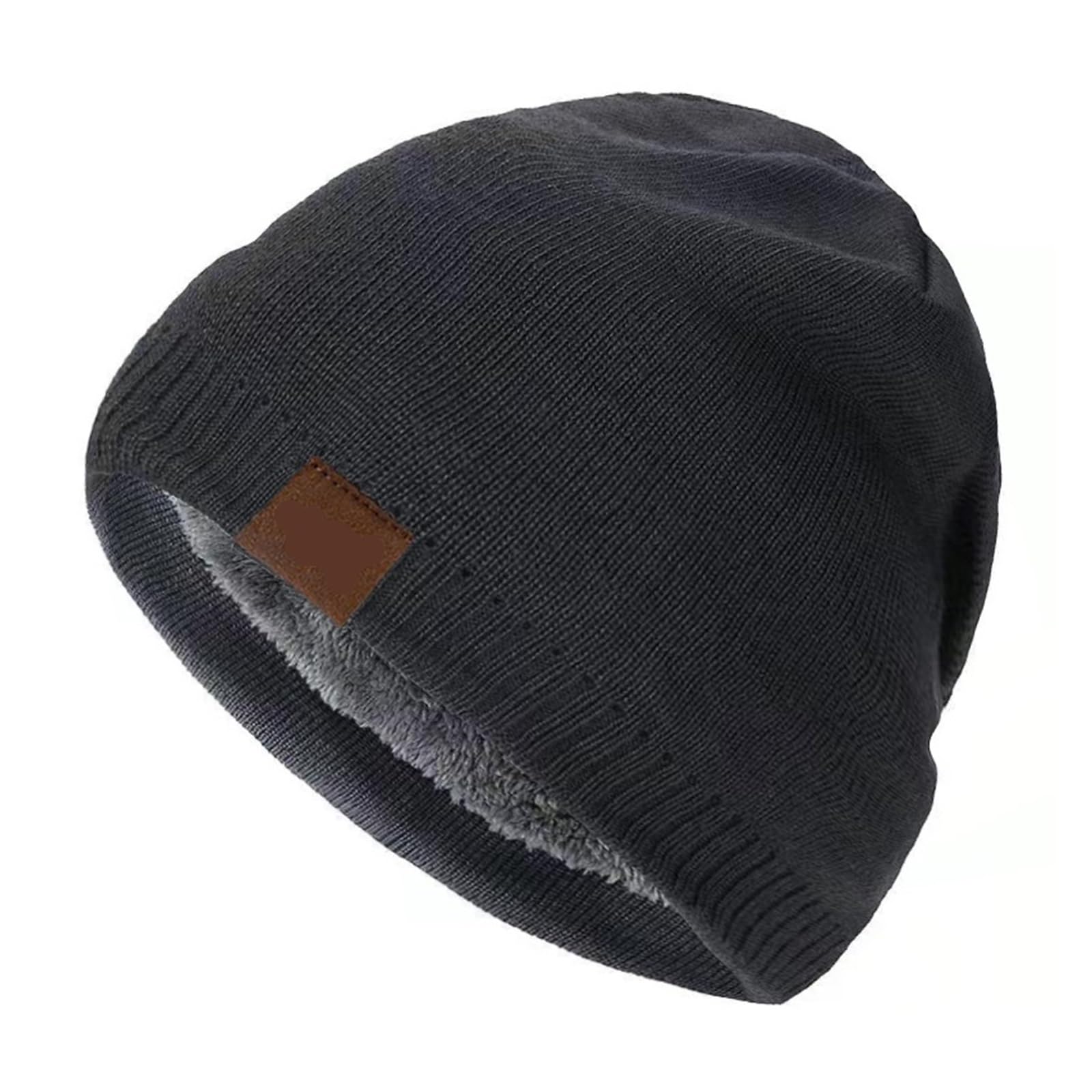 Bonnet d'hiver unicolore unisexe en maille tricotée doublé fourrure pour le sport