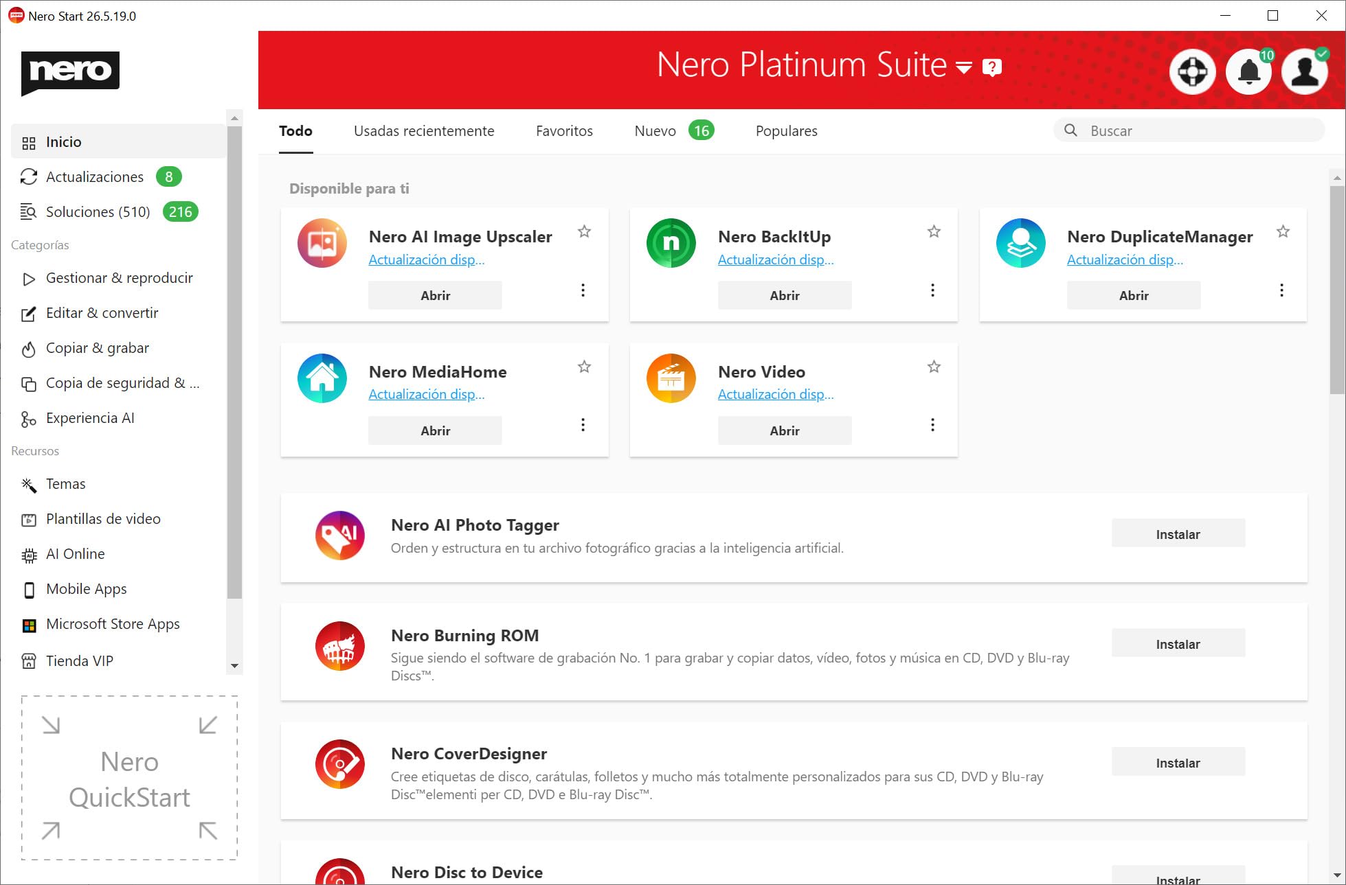 Nero Platinum 365- Edición de vídeo | Copia de seguridad | Gestionar y reproducir medios | 8K | Fotos | Música | PC Tuning | Windows 8/10/11 | 1 PC
