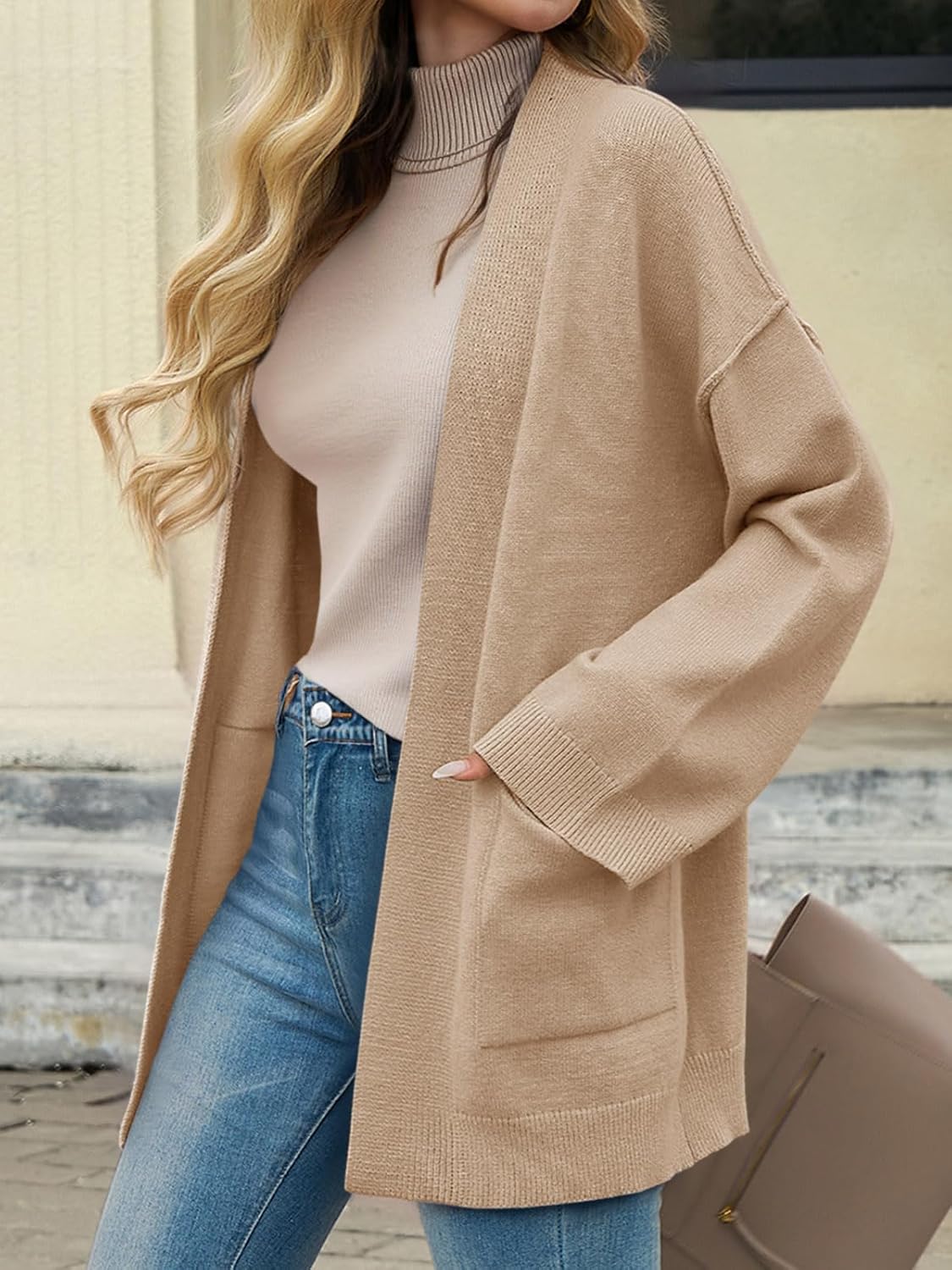 Cicy Bell Womens Oversized Cardigans Long Sleeve Open Front Shawl Sweaters Knit Fall Outerwear with Pockets - Image 6