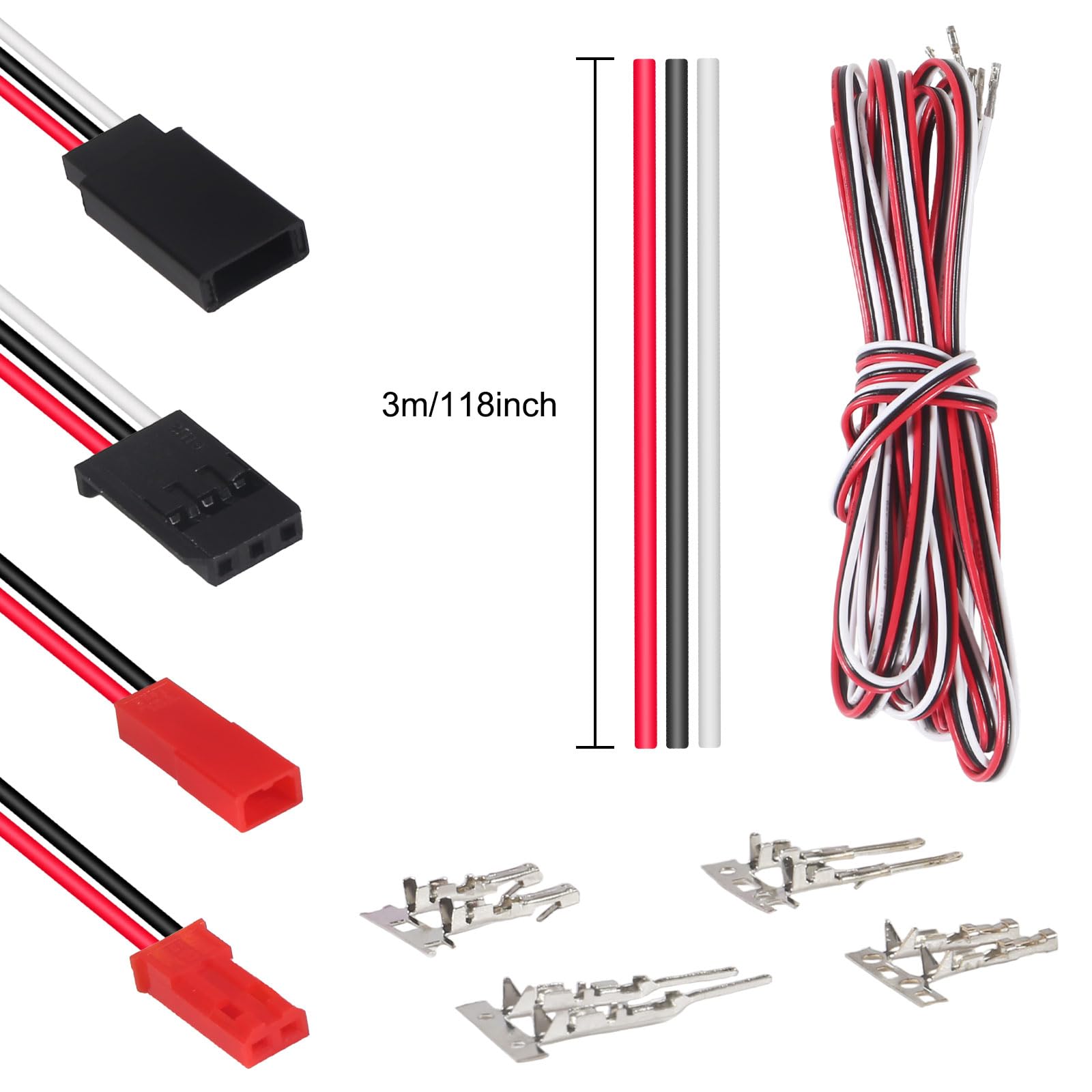 AEDIKO JST Servo Connector Kit 40 Sets Servo Plug Male Female Connector Crimp Pin Cable Kit Compatible JST SYP Futaba for Hitec Spektrum RC - Image 3