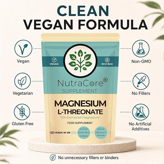 Magnesium L-Threonate 550mg | 10% Elemental | 180 Vegan Caps