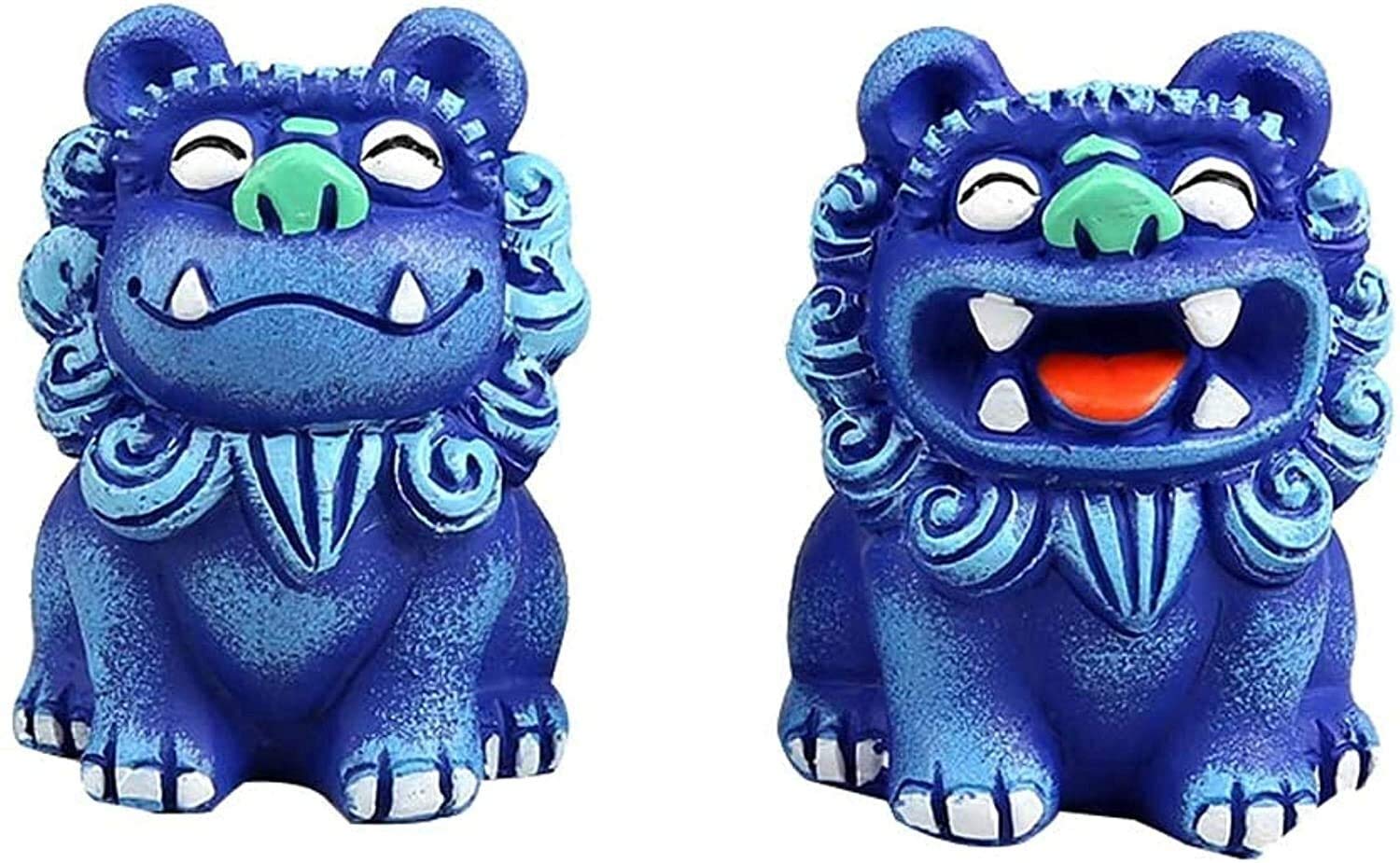 SBCGFY Statue Stunning Home Garden Ornament Sculpture Decoration Statues And Figurines Fu Foo Dogs Statues A Pair Of Beijing Lions Pair Chinese Feng Shui Decor Resin Guardian For Home And Offi,Blue-S