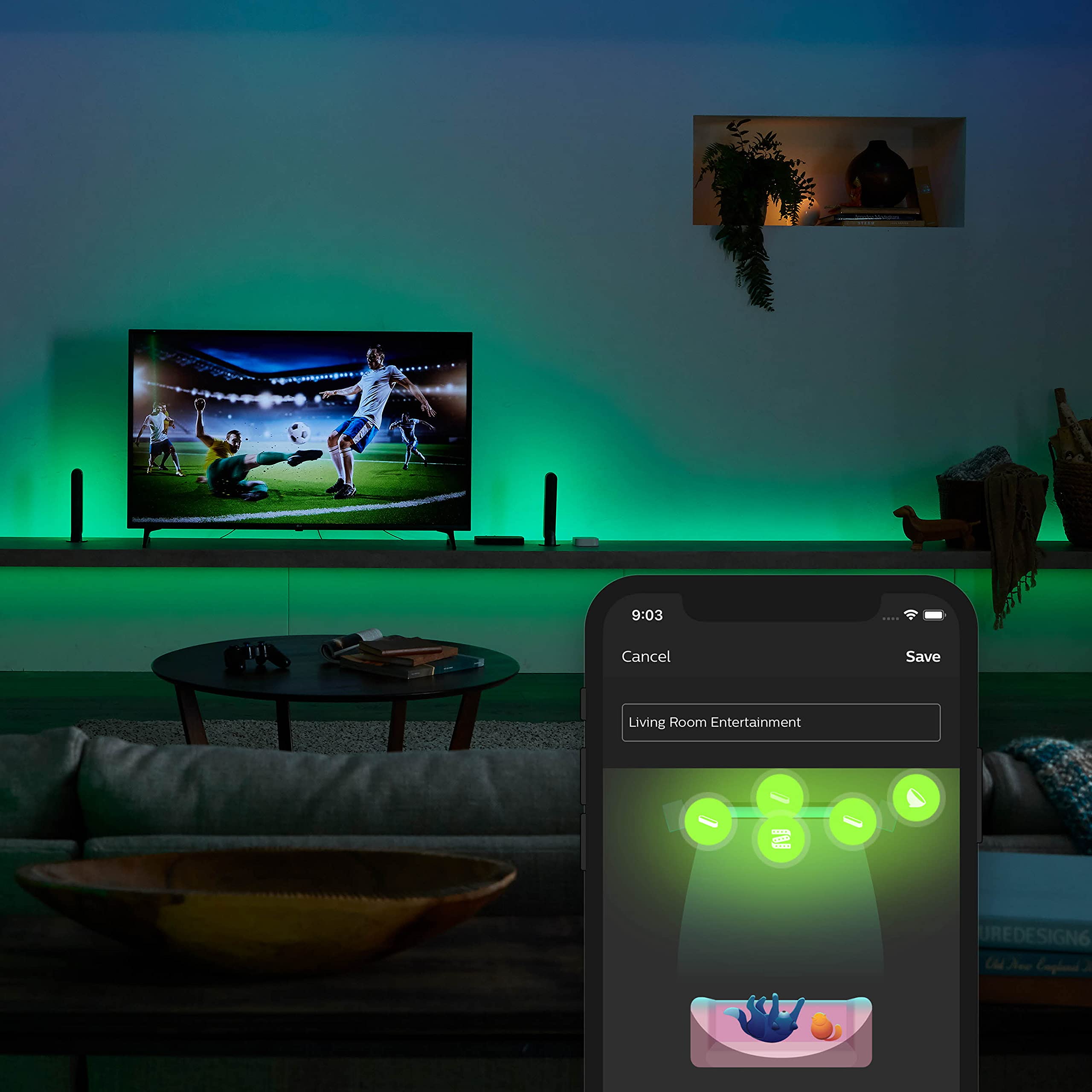 Philips Hue Entertainment-Erlebnispaket für 65-Zoll-Bildschirme - Weißes und farbiges Licht - Enthält Hue Sync Box 8k, Hue LED-Streifen 65 Zoll - Hue White and Color Ambiance Gradient