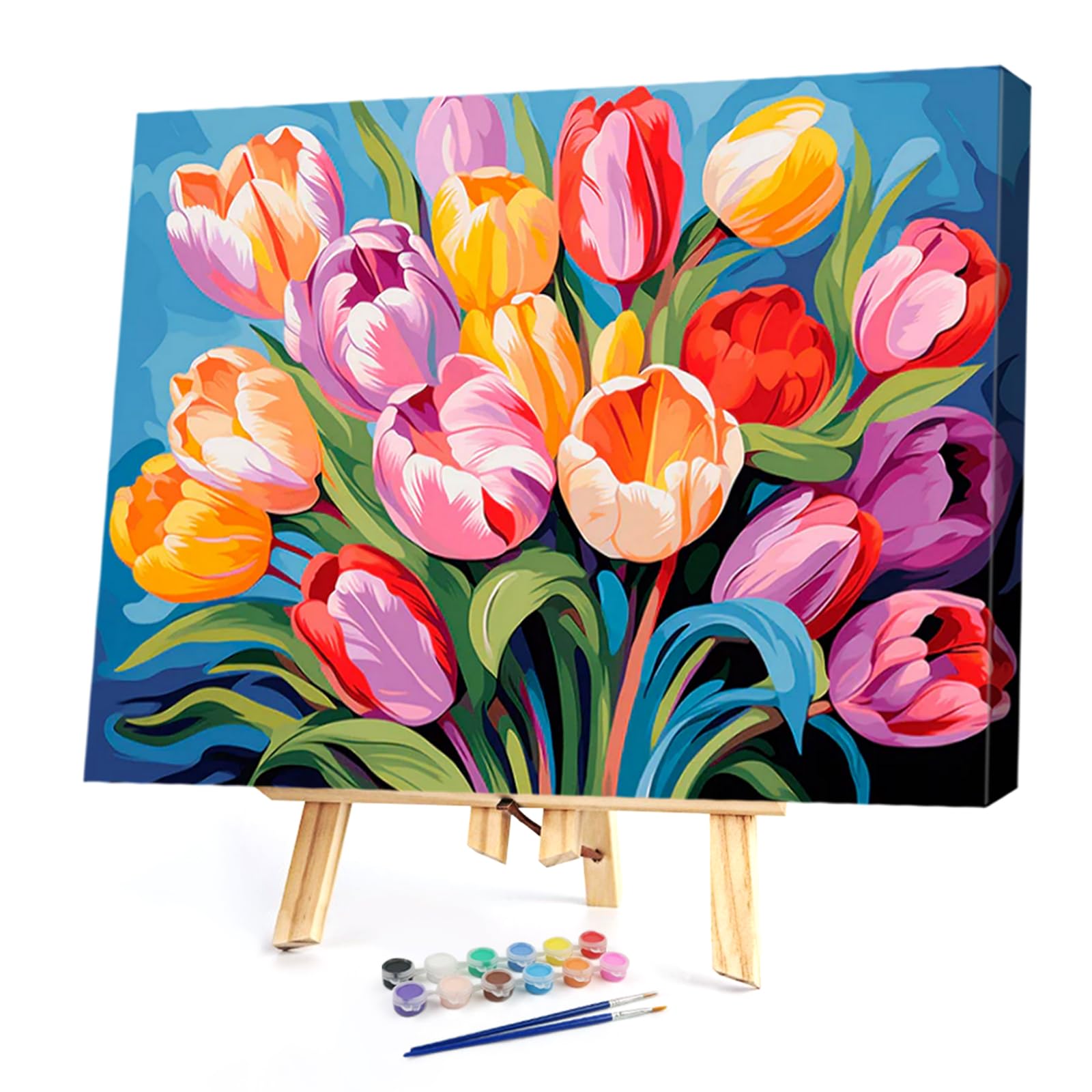 Poetrydraw Tulip Breeze Diy Paint By Numbers Kit On Canvas 40X30cm With Frame Oil Easy Painting By Numbers For Beginners Adults Gift Home Wall Decor (Tulip Breeze)