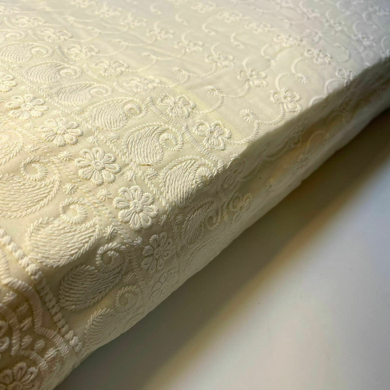 Schiffly 100% Cotton Lawn Broderie Anglaise Embroidery Dress Craft Fabric 44" (5 Meter, Cream) - Image 2