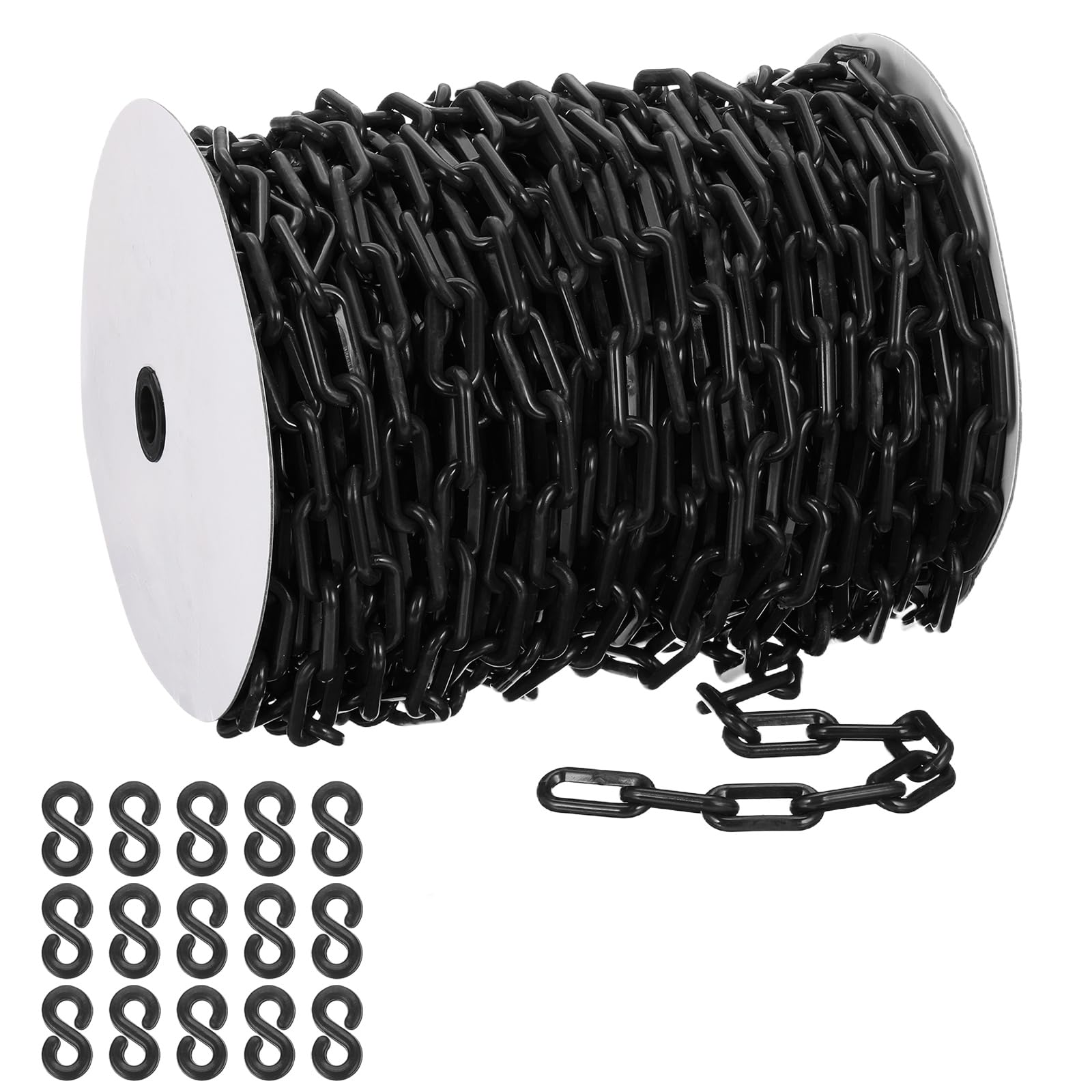 PATIKIL Black Plastic Chain, 164 ft 8mm Safety Barrier Chain Large Plastic Chain Long for Crowd Control, Queue Line, Parking, Fence, Gate, Concert, Construction Site Decoration