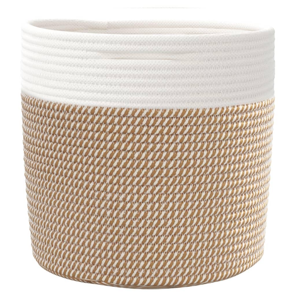 Mangloder Aufbewahrungskörbe 2 Stk Braun und Weiß, Ø28 x 28 cm Baumwolle, geflochten, faltbar, Organizer für Spielzeug, Wäsche, Regal, Schrank, Wohnzimmer und Kinderzimmer