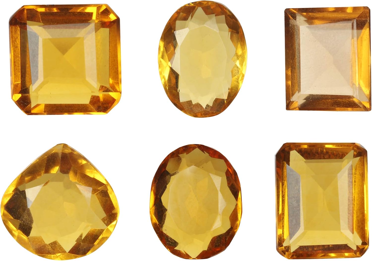 GEMHUB Yellow Citrine Gemstones 100 Ct Lot of 6 Pcs Mix Shape Yellow Faceted Natural Loose Gemstones for Jewelry Making AB-023