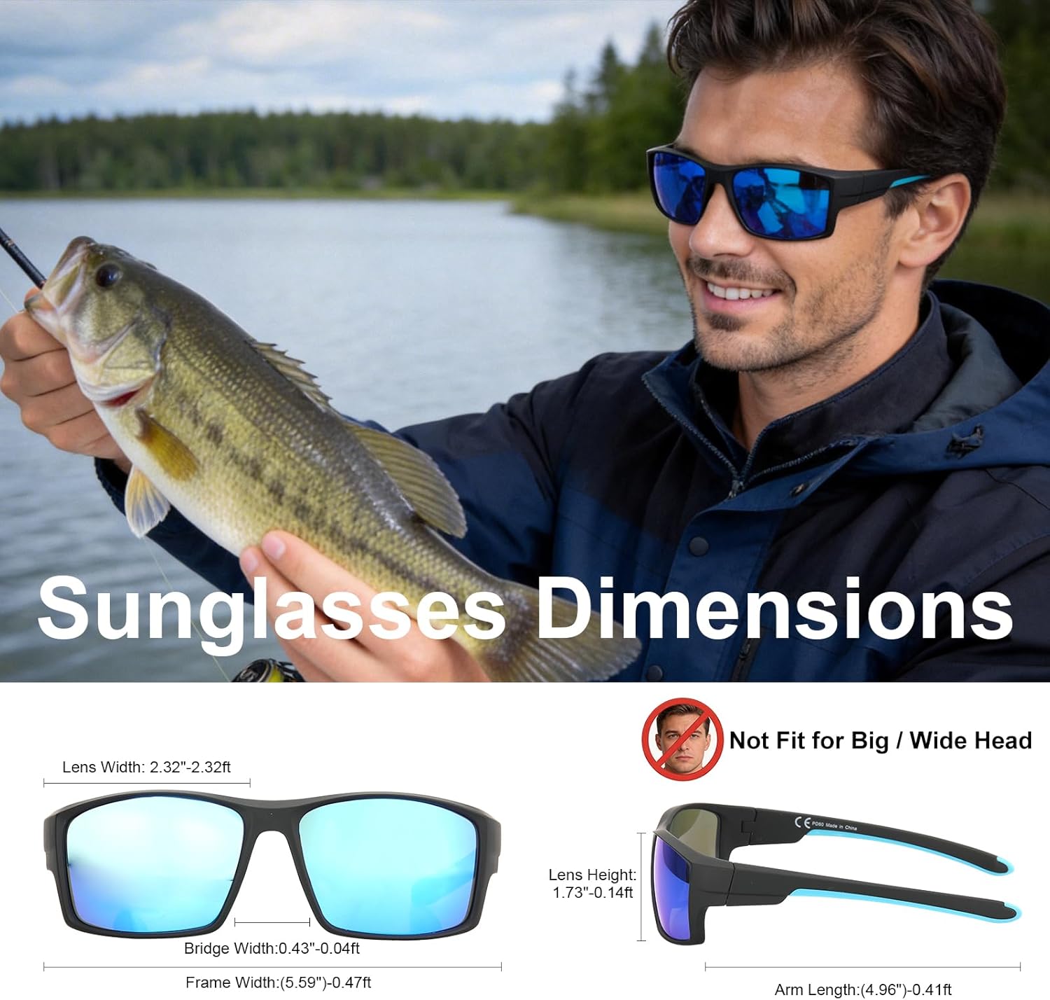 Dynamic Polarized Sunglasses Men, Scratch/Saltwater Resistant/Oleophobic Lens, Full Wrap Around Sport Frame