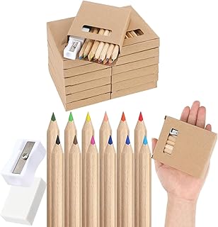120 Pcs/10 Boxes Mini Colored Pencils Bulk, 12-Color Portable Short Coloring Pencils with Sharpener & Eraser, Art Drawing ...
