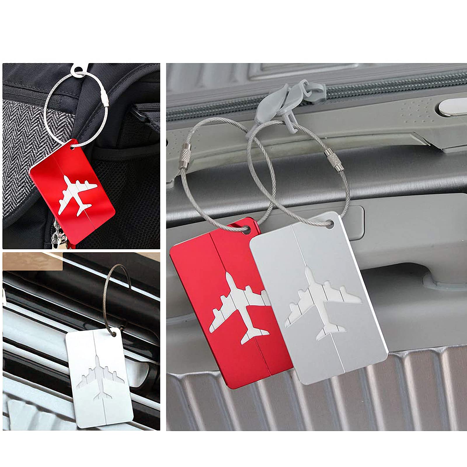 6 Étiquettes Valise En Aluminium Beylce - 7,5x4,5cm - Étanches Avec Carte PVC - Pour Bagages Et Sacs