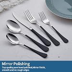 Ensemble d'argenterie noir 20 Pièces en acier inoxydable Flatware Noir Poignée Service de coutellerie pour 4 Couteau fourche miroir de finition lave-vaisselle coffre