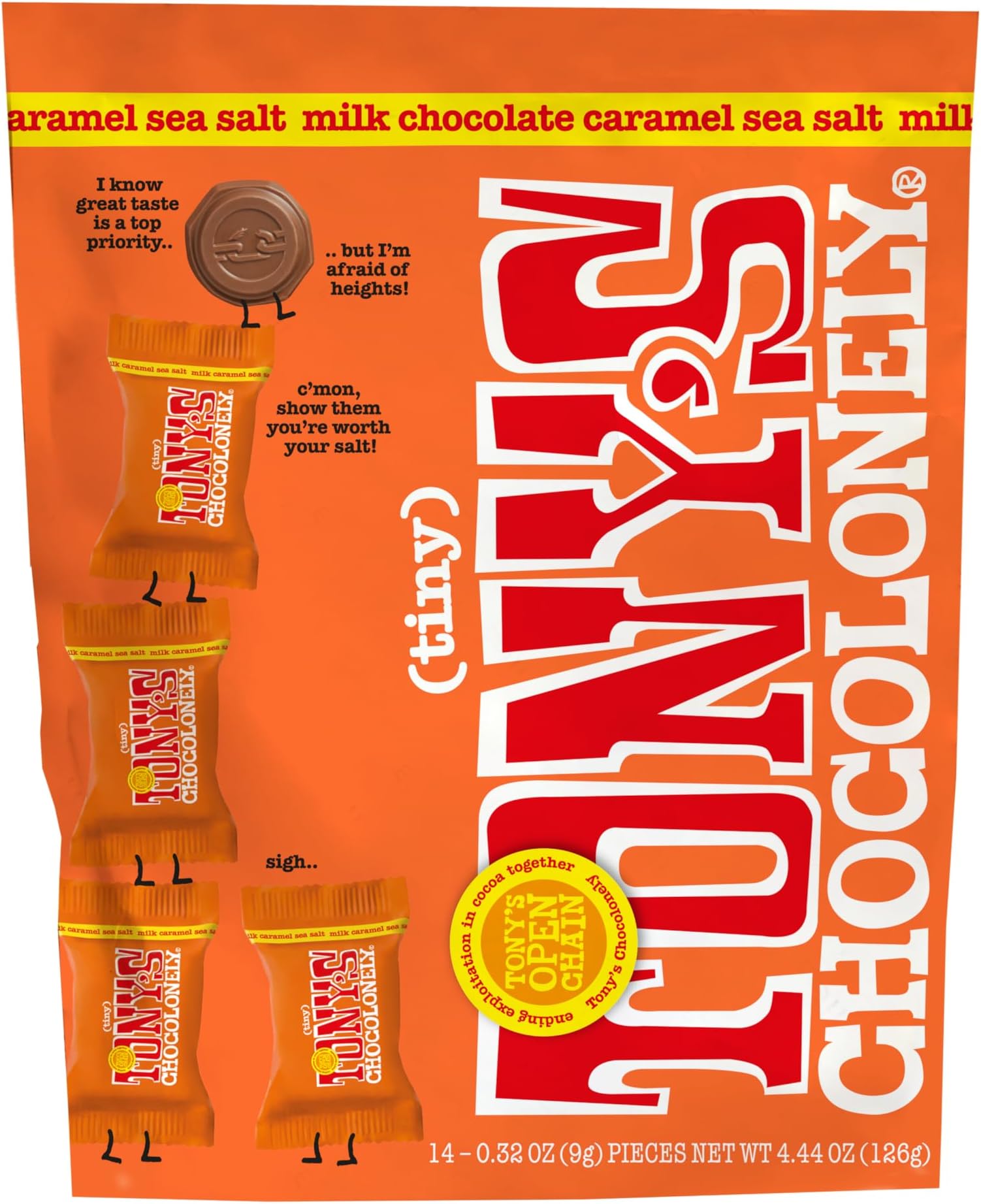 Milk Chocolate with Caramel and Sea Salt - Belgium Chocolate, Fairtrade & B Corp Certified - 4.44 OZ (1 Pouch)