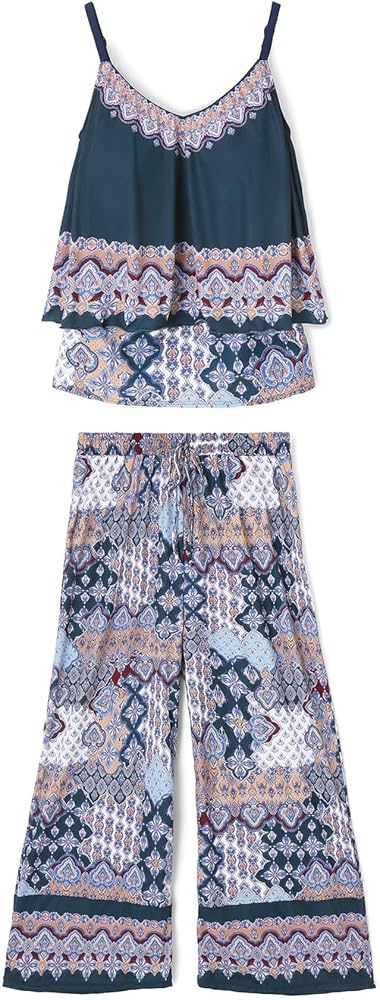 三愛水着楽園] タンキニセット ロングパンツセット水着 55-58-3-8120