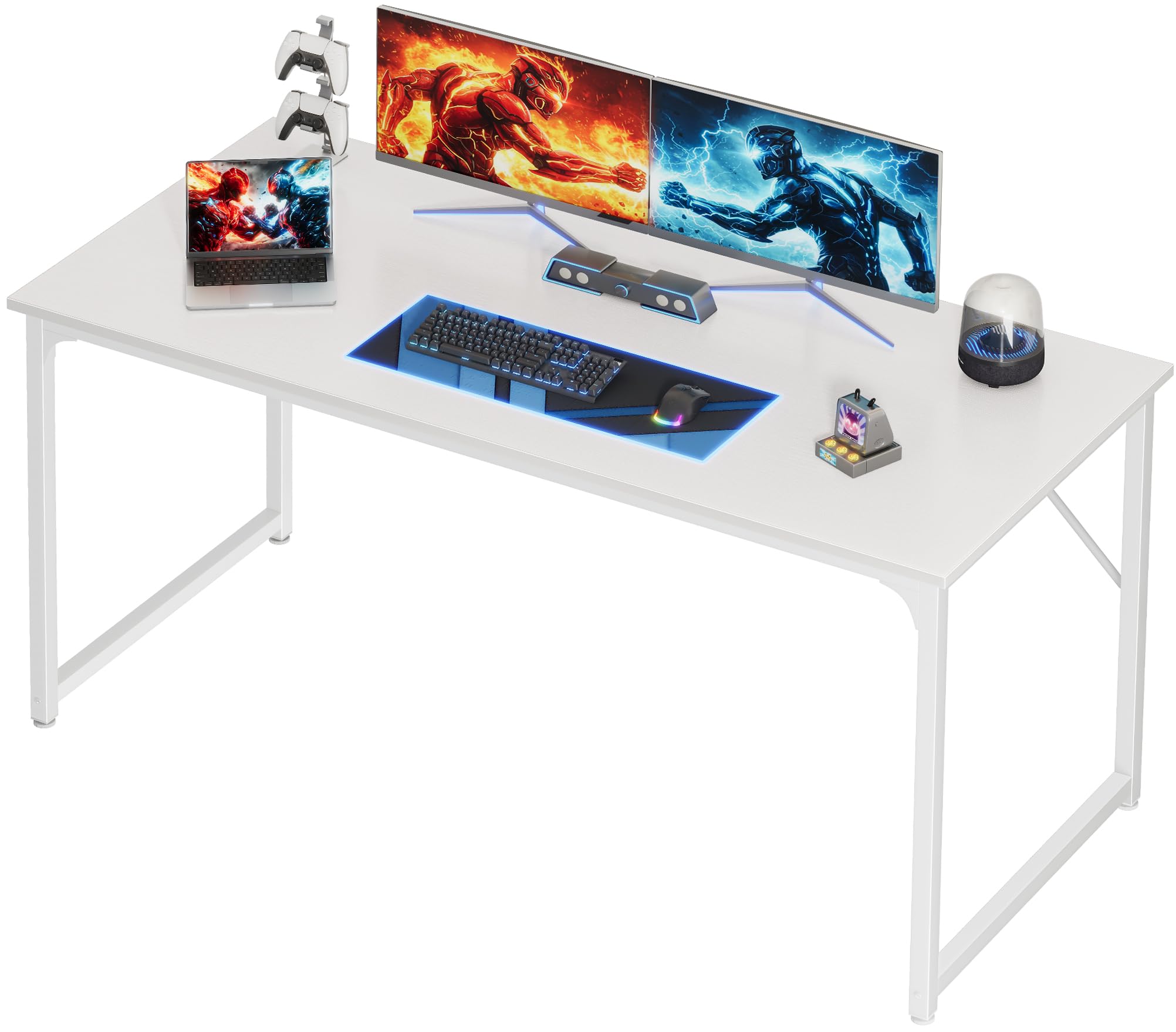 PRAISUN 55 X 24 Inch Computer Desk with Deeper Desktop, Gaming Office Writing Work Desk for Home Office, Study, Bedroom, Work from Home, Metal Frame,