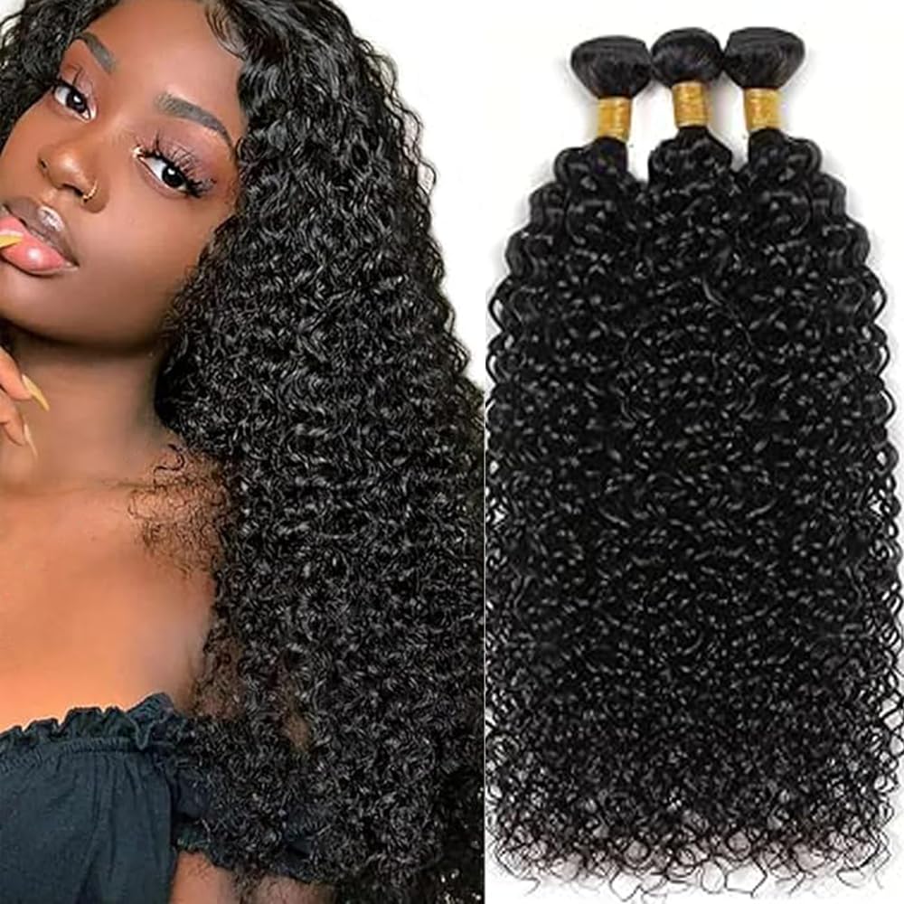 Human Hair Bundles Extensions de cheveux humains #1B Natural Black Color Curly Wave Brazilian Remy Virgin Human Hair Extension 100g/Bundle Total 300g 16 18 20 Inch