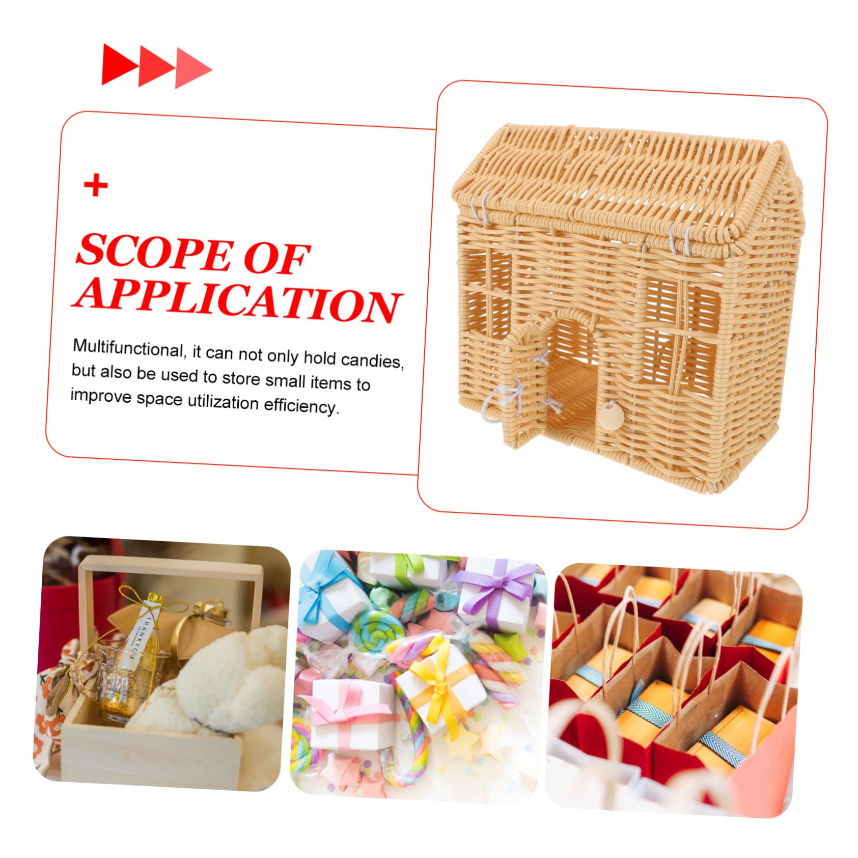 Mipcase Cesta de Dulces Navideña Tejida Mano Pequeña Cesta de Casa con Asas para Decoración de Fiesta Obsequio de Shower y Celebraciones de Navidad