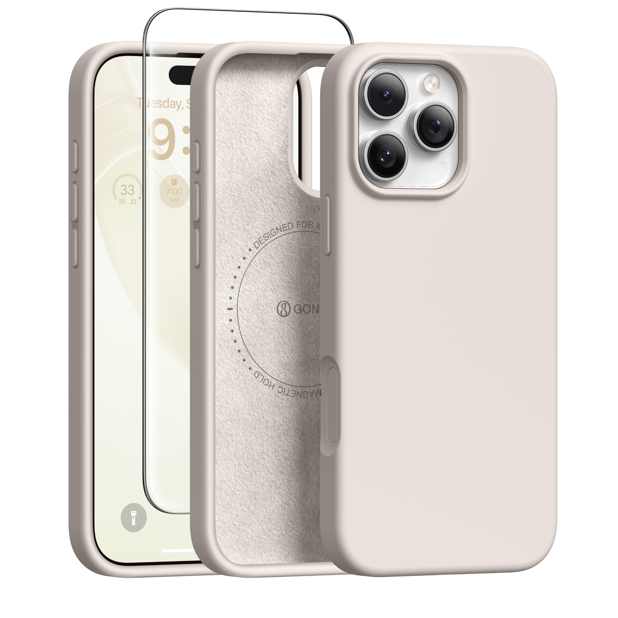 GONEZ Magnetic for iPhone 16 Pro Max Case, Silicone Cover Stone