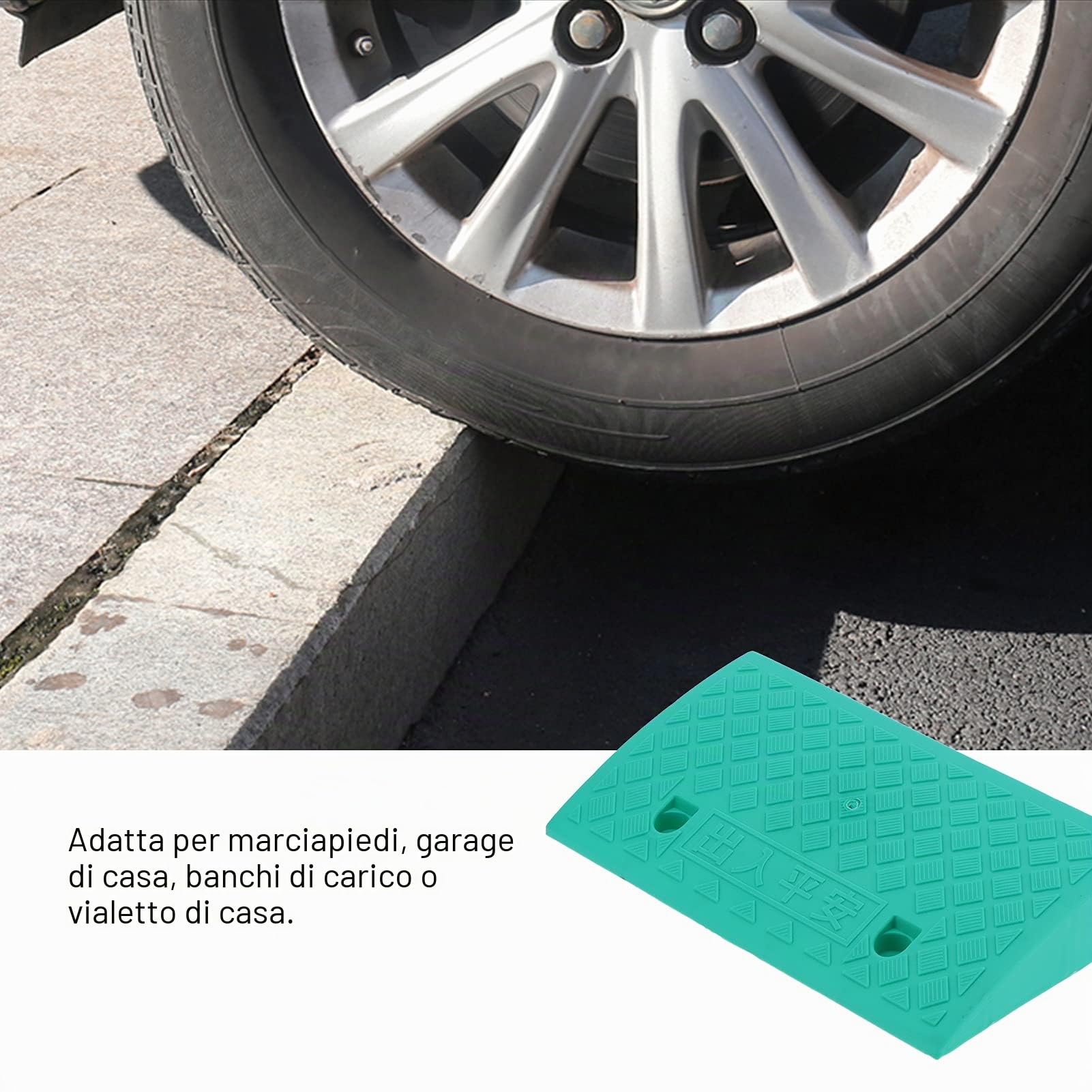 Rampa per auto CHICIRIS, verde, PP, 49.5x26.7x9 cm, 1480 g, 2000 kg, per marciapiedi, garage, carico e casa