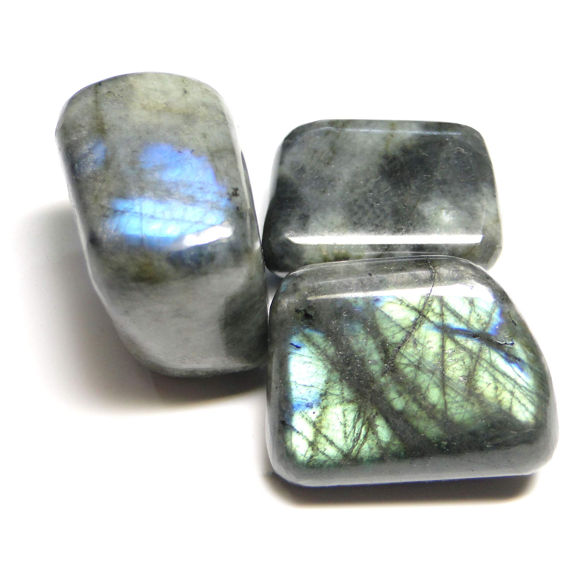 Nature's Crest Labradorite Tumbled Pebble Stones Tumble Natural Gemstones Crystal for Healing Reiki Aquarium Fillers Garden Decoration (3 Pc Pack)